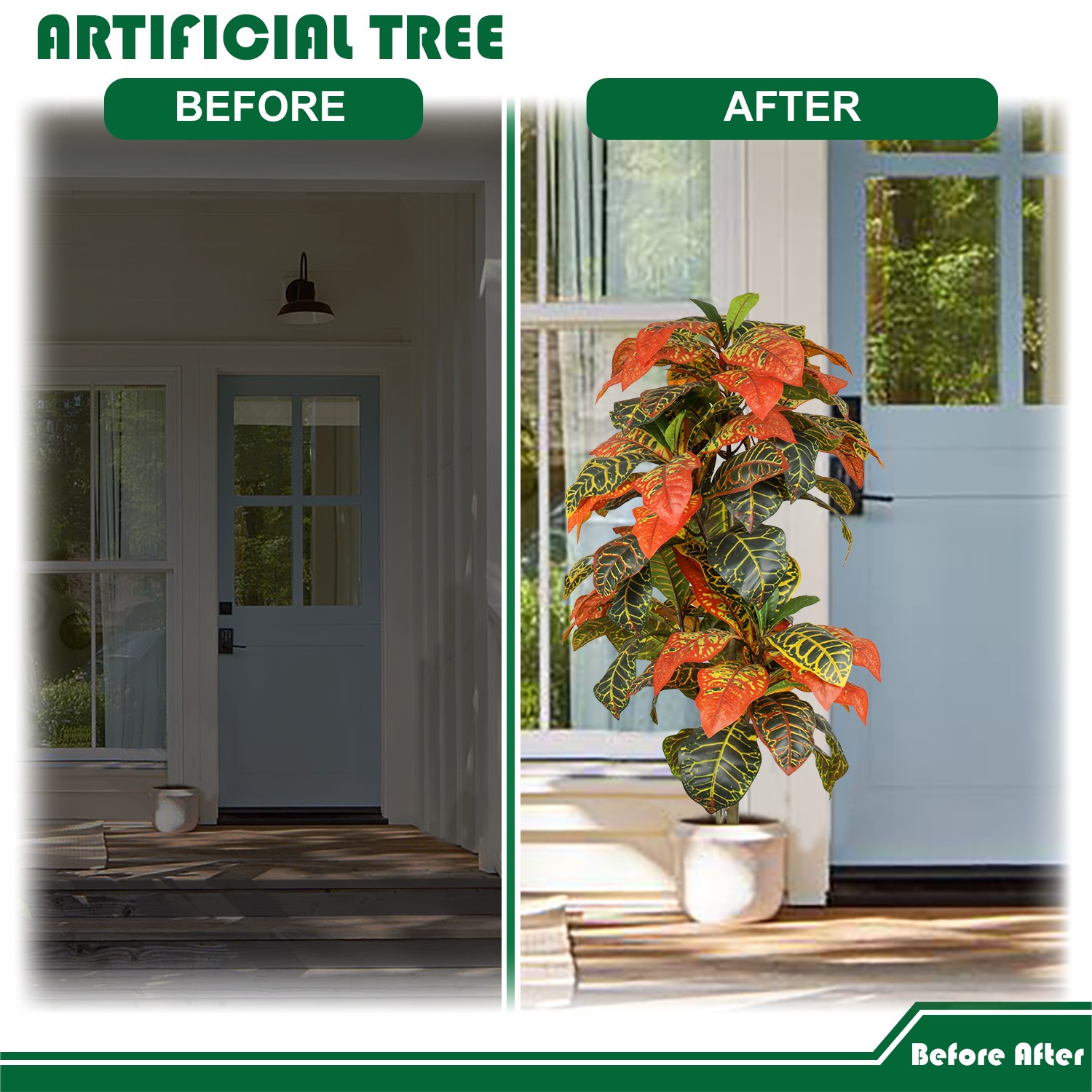 Goleray 3ft Artificial Fall Trees Home Decor Faux Plant 1/2 Pack Indoor Outdoor