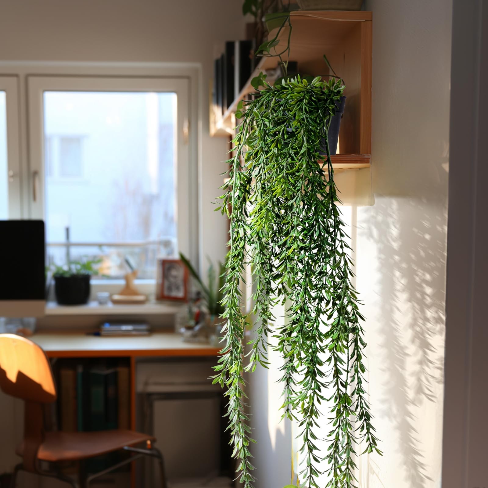 Artificial Hanging Plant 2 Pcs Faux Plant Ivy Vine Faux Eucalyptus Vines Fake…