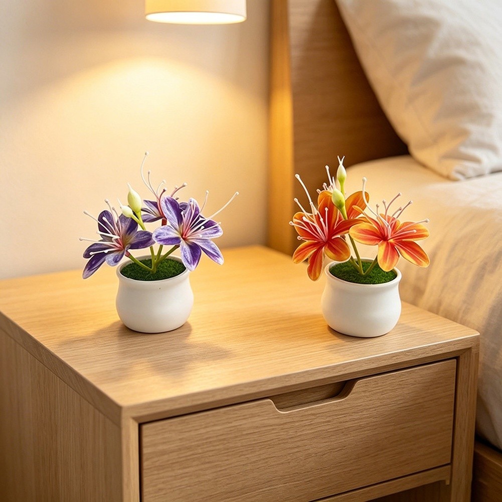 Soft Rubber Like Artificial Jasmine Flower Pot 10.5cm for Modern For Home Decor