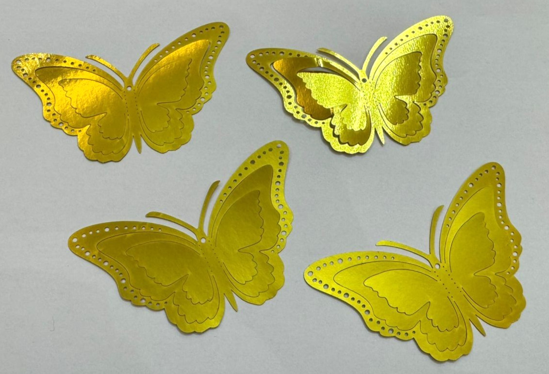 3D gold butterfly wall decoration for parties and home decor, set of 12 pieces.