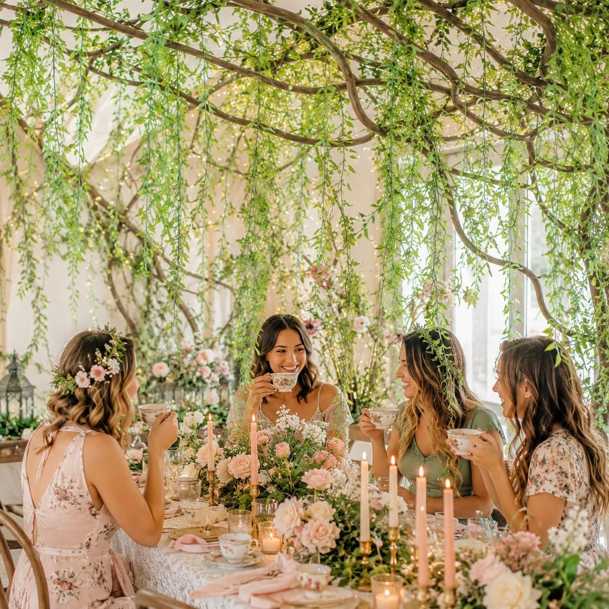 45 PCS Jungle Decoration Set, 75.8ft Artificial Hanging Willow Vines