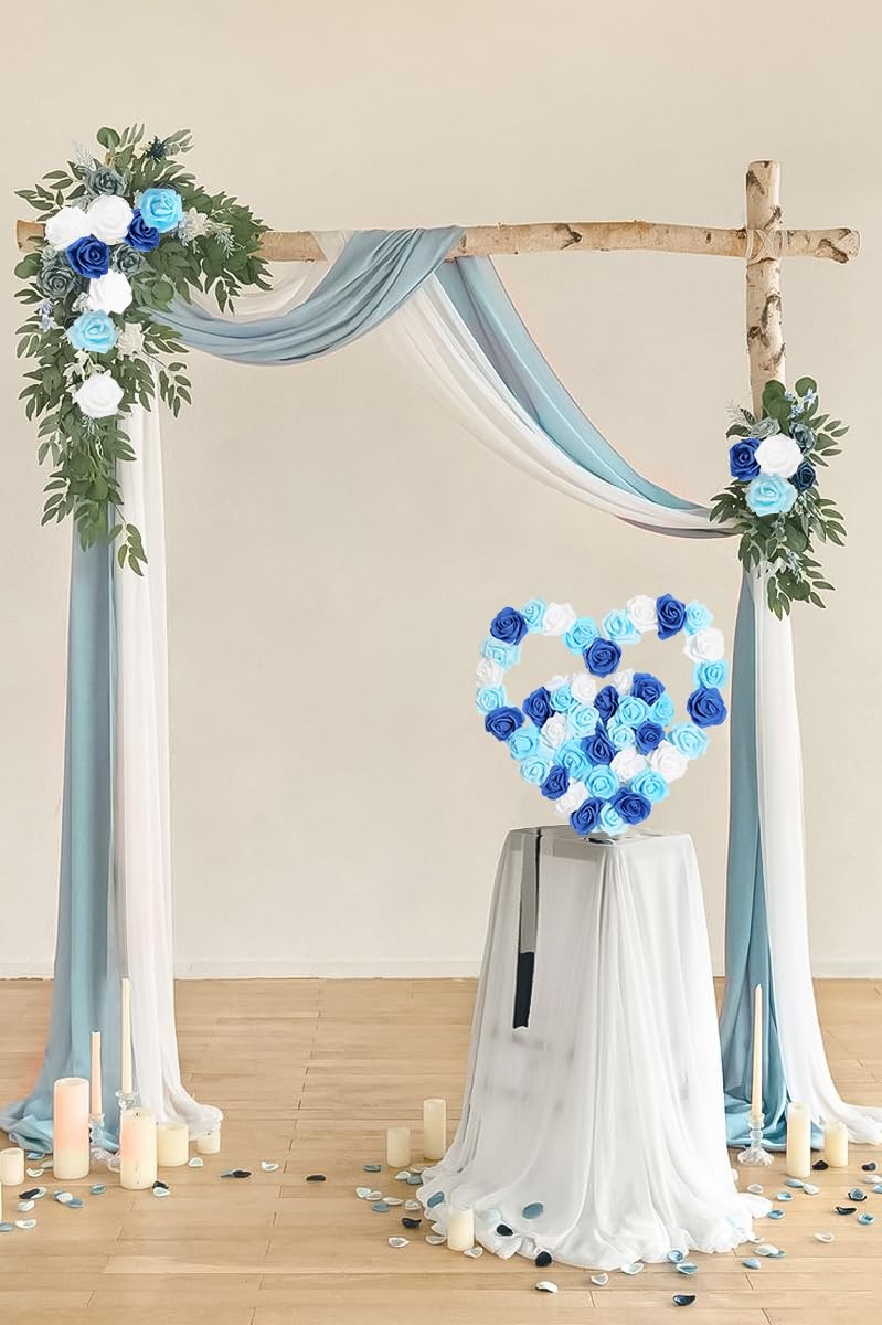 200 PCS Blue Foam Artificial Rose Flower Heads Fake Floral Wedding Home Decor