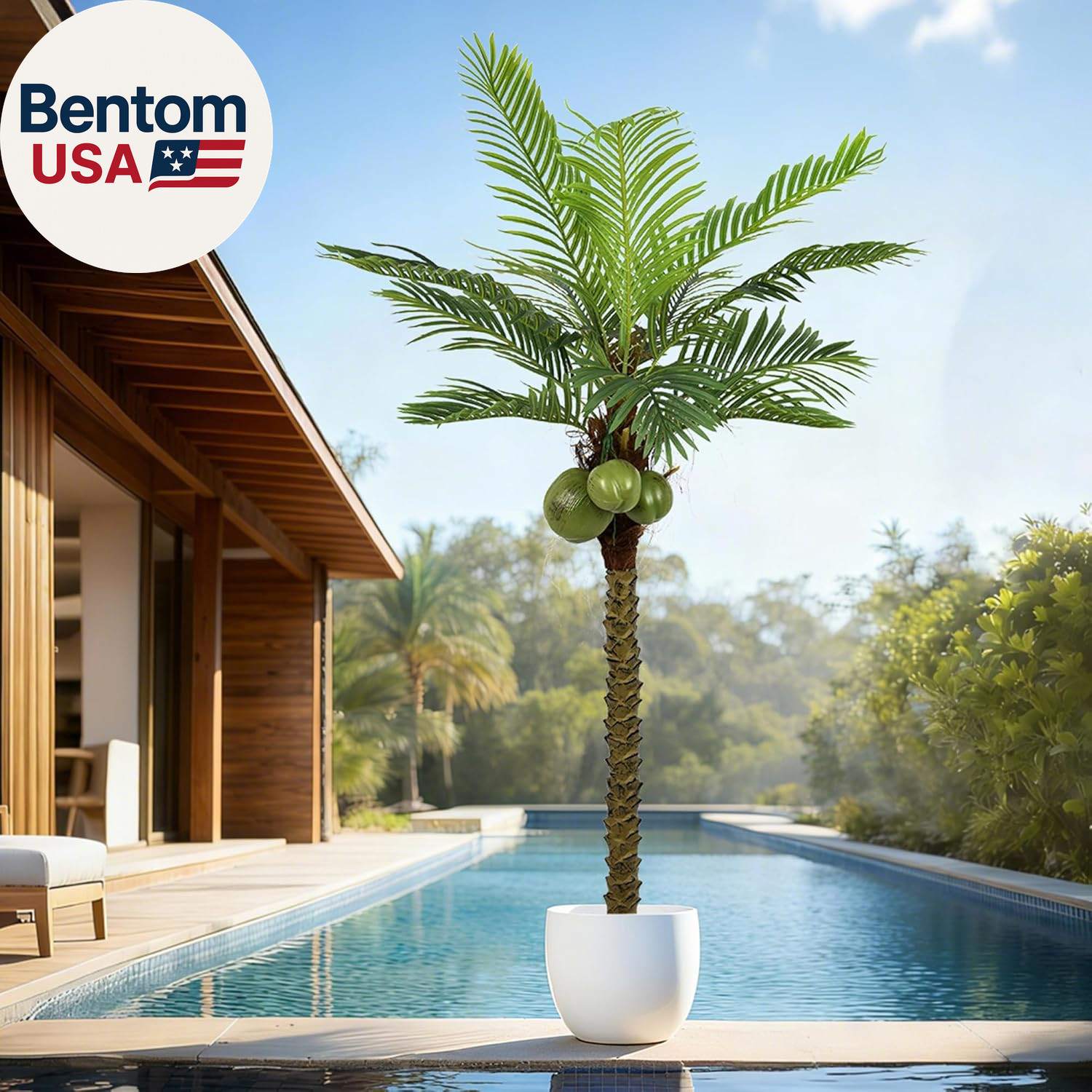 Artificial Phoenix Palm Tree 6.5FT Tall Large Faux Coconut Trees with Realistic