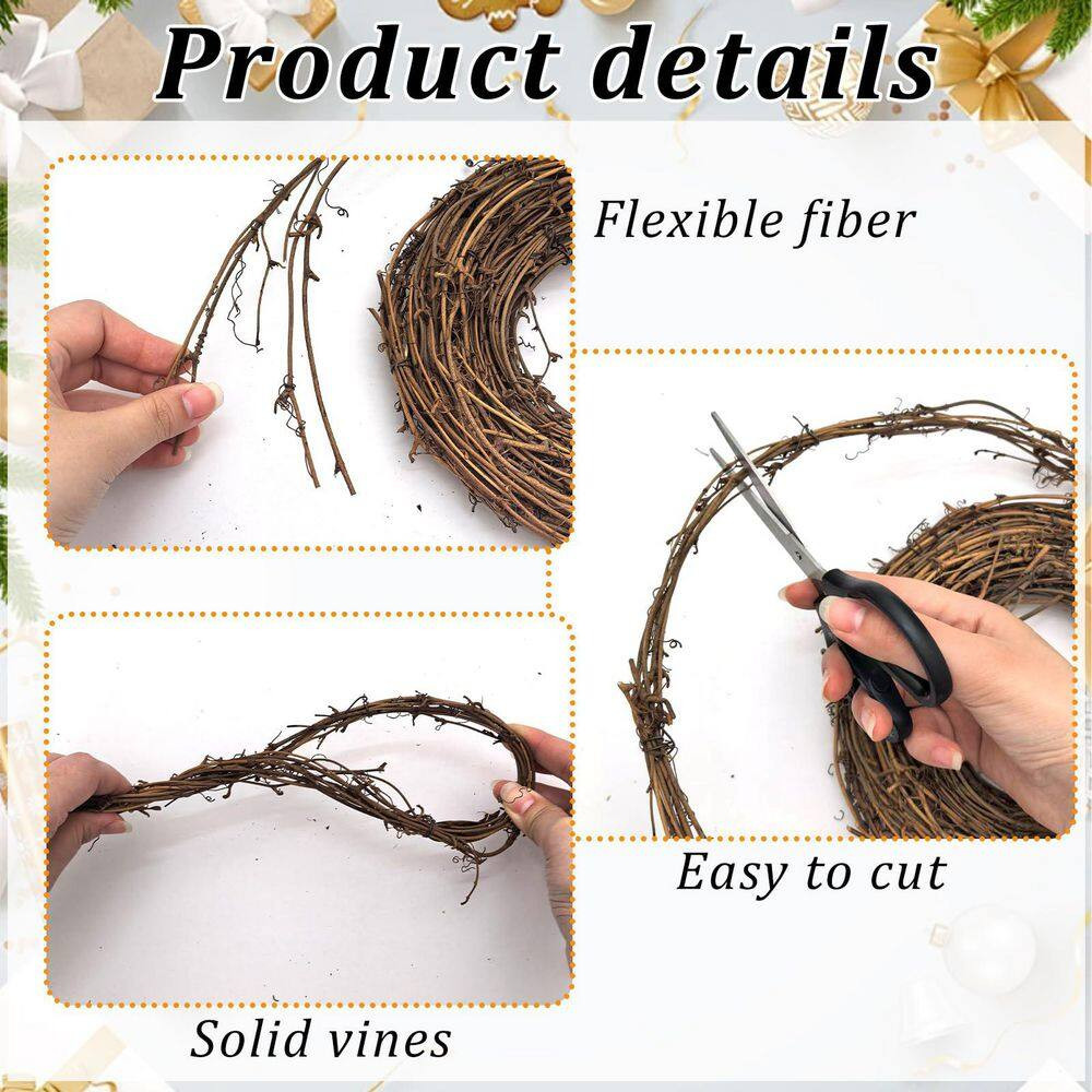 0.39 In. 4 Piece Artificial Brown Vine Garland Natural Grapevine Wreath Rustic P