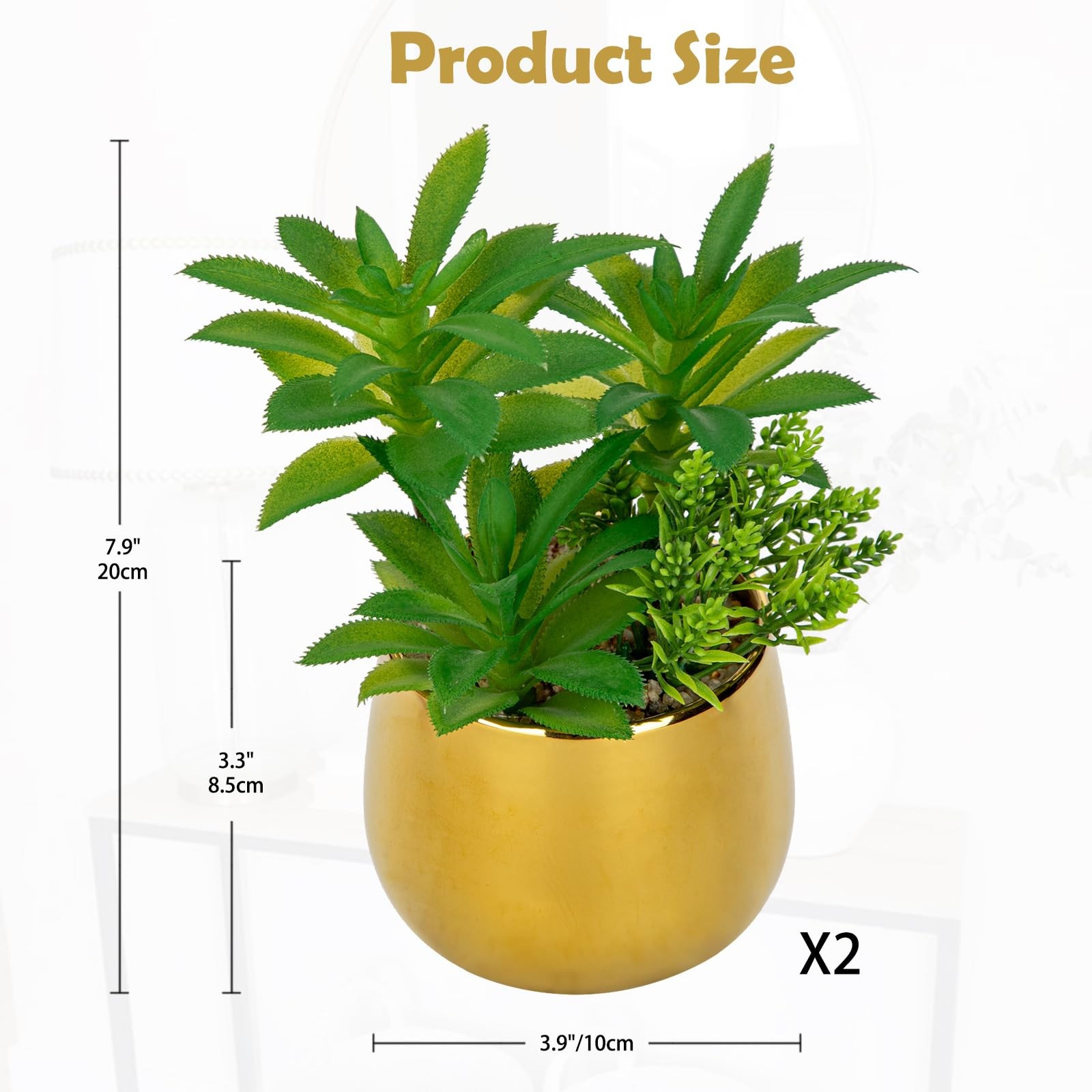 Artificial Succulents Plants in Ceramic Pots, 2 Pack Faux Succulent Set with …