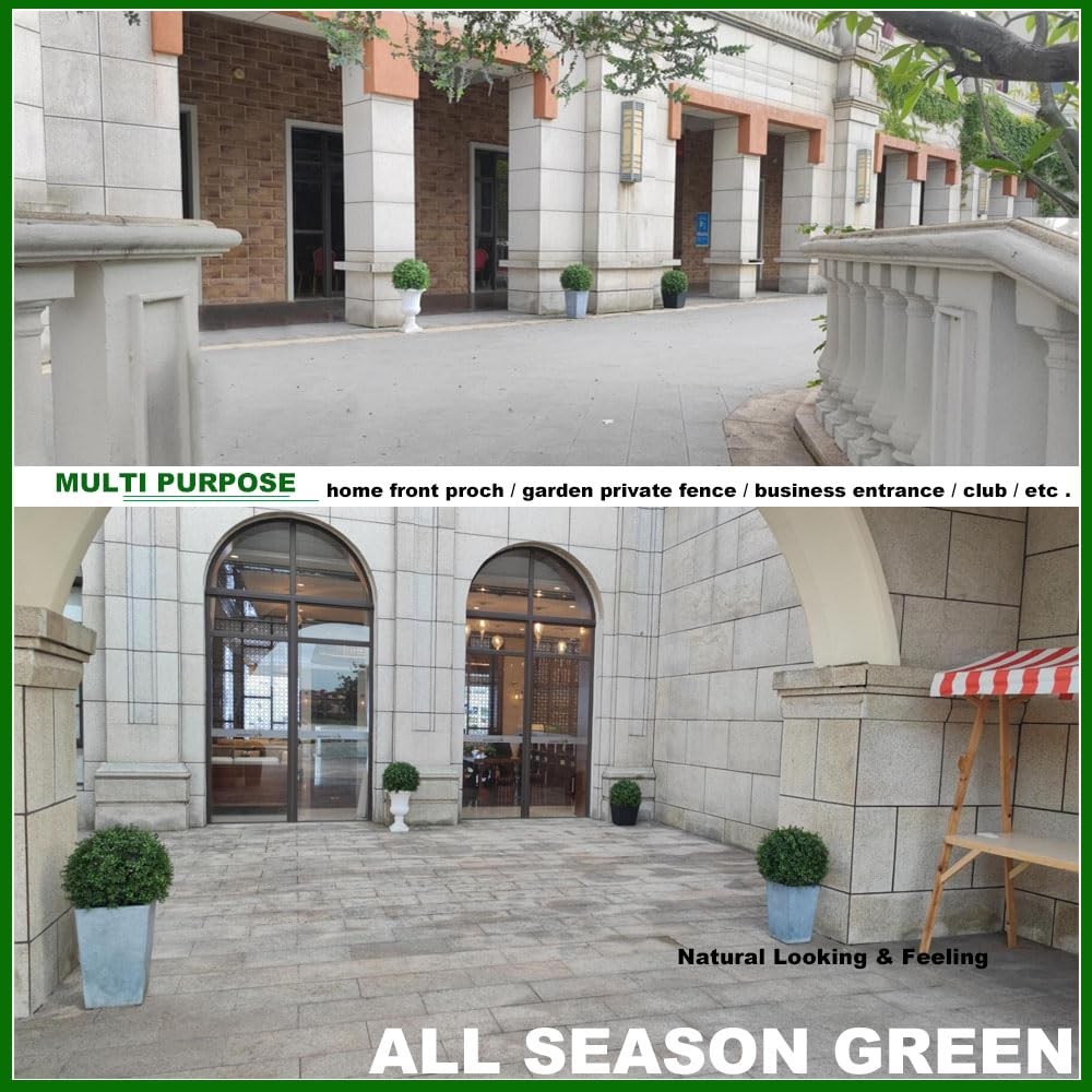 2’T 18”W Boxwood Ball Artificial Topiary Trees Potted Faux Outdoor Plants fo…
