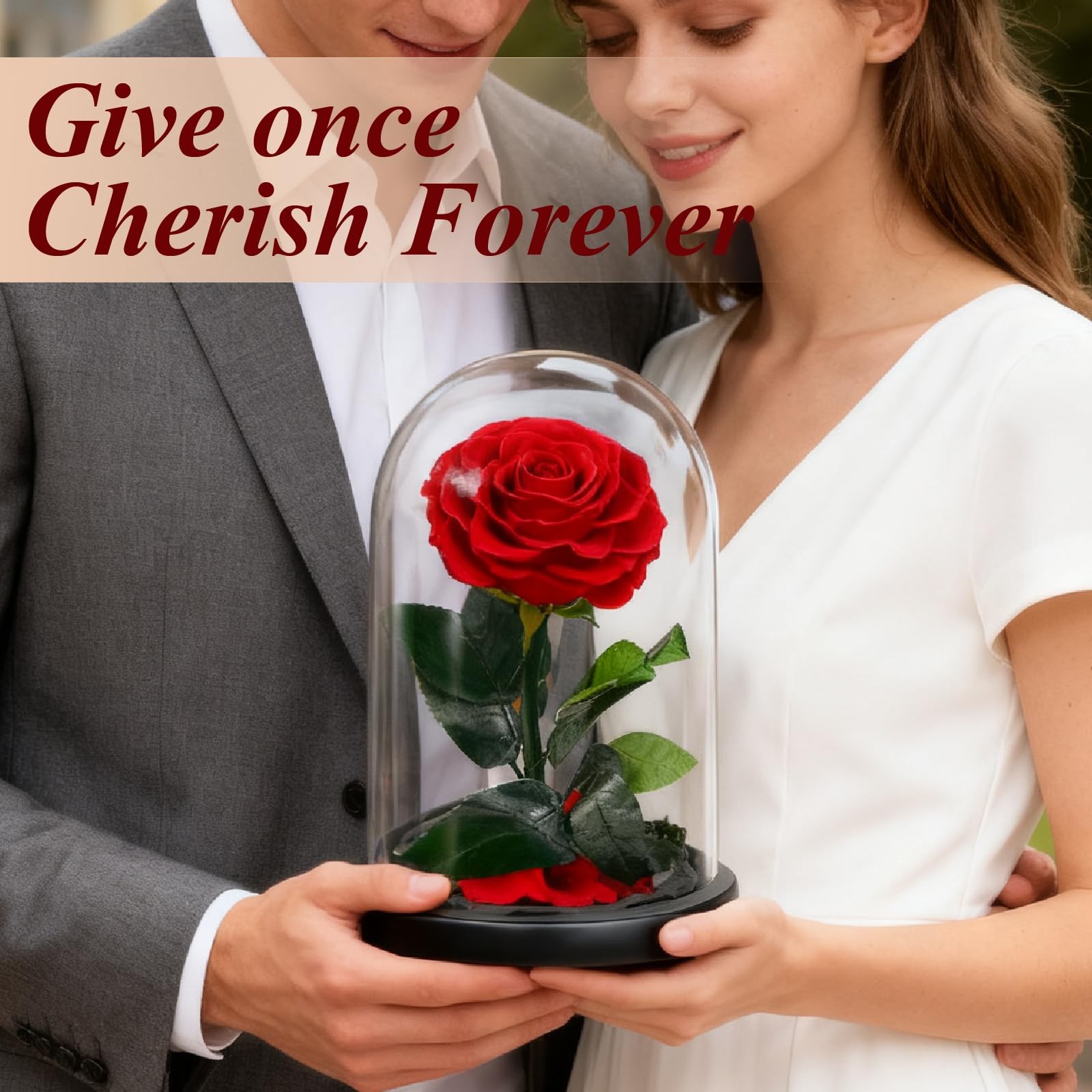 Preserved Rose in Glass Dome, Medium Forever Forever Gift, Flowers for Delive…