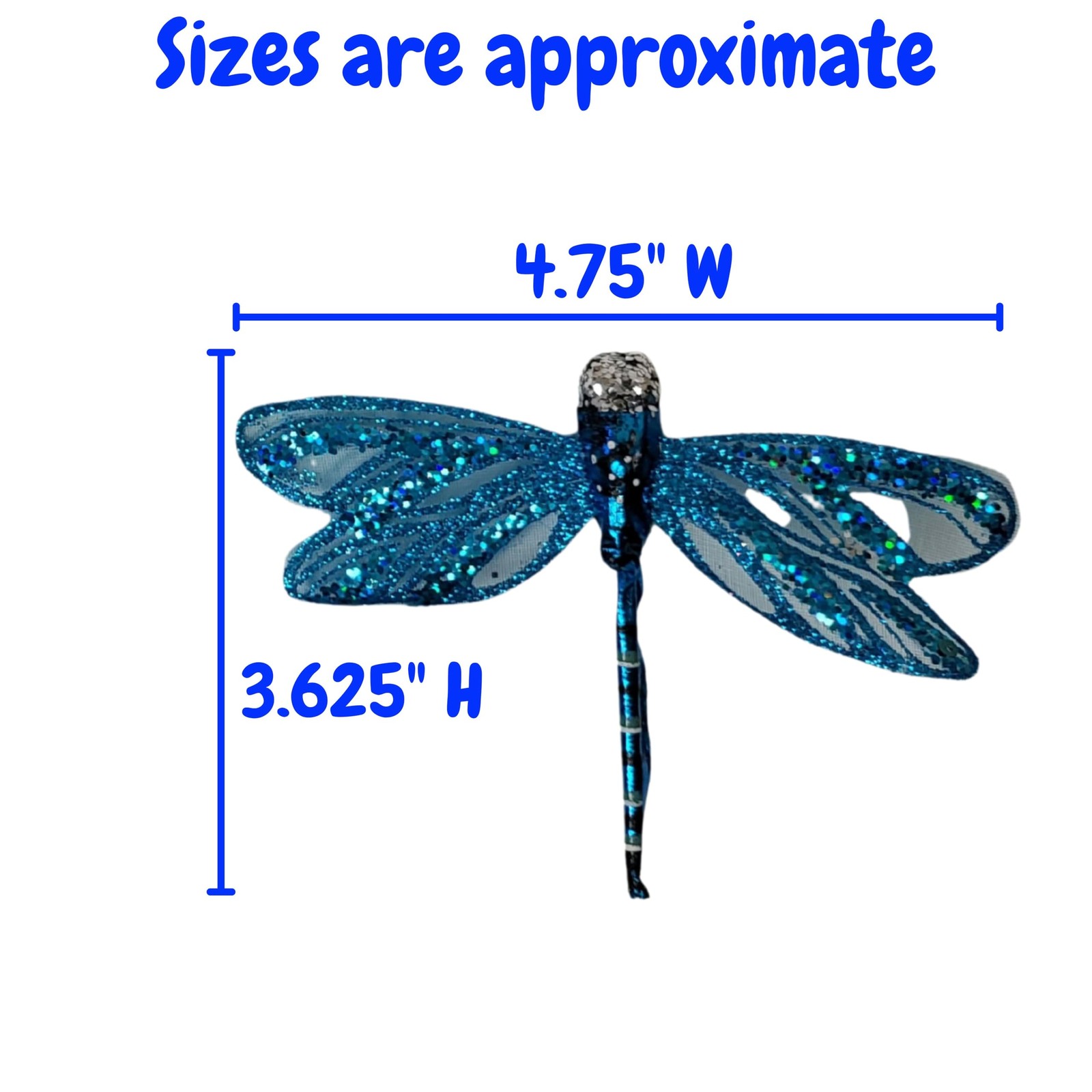 Dragonfly Clip Ons Set of 12, Multicolor Glitter Dragonfly Decorations with M…