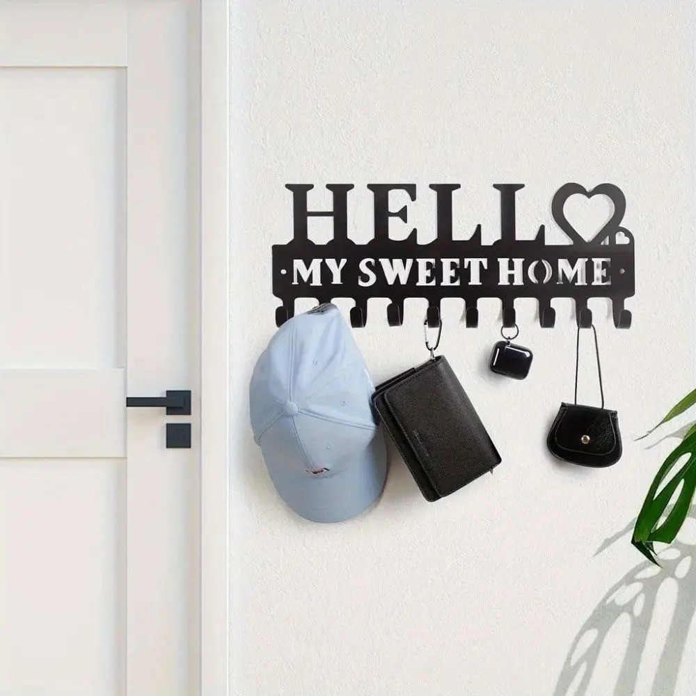 CIFbuy Iron Wall Key Holder Shelf Hook – Black Entryway Hanging Organizer Decor