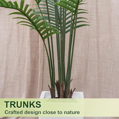 6FT Artificial Palm Tree, Palm Tree 72in Tall Faux with 15.7 White Planter, F…