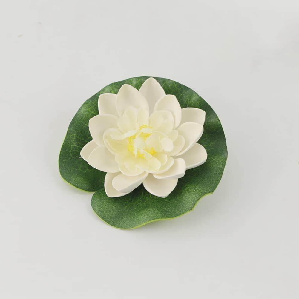 Lily Pad for Ponds, 6 Pcs White Artificial Lotus, Realistic Water Floating Fo…