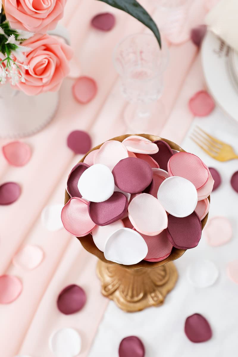 Peach Pink Rose Petals 300PCS, Bulk Wedding Confetti, Silk