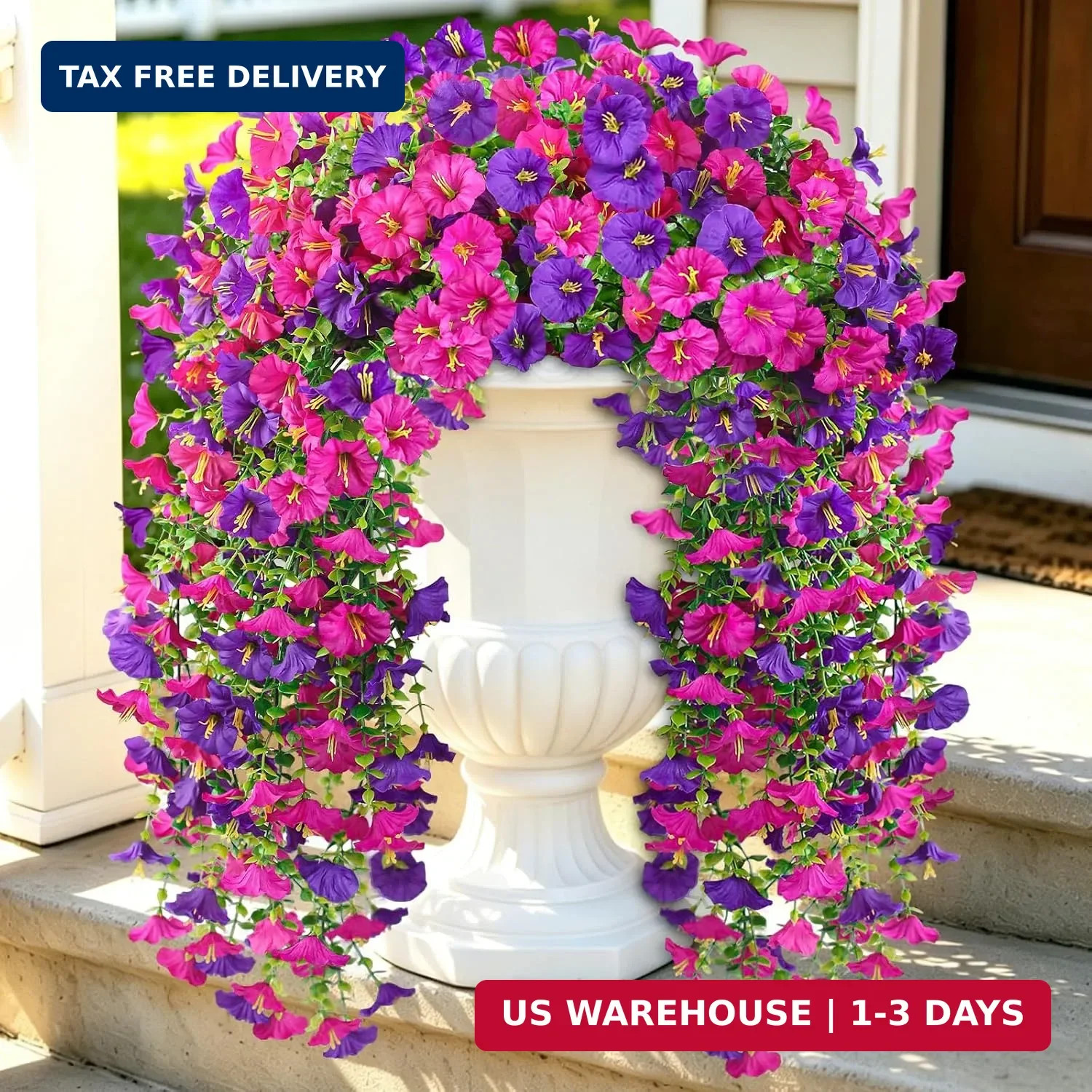 Artificial Flowers for Outdoors, 6-Pack 420 Blooms UV Resistant Hanging Morning