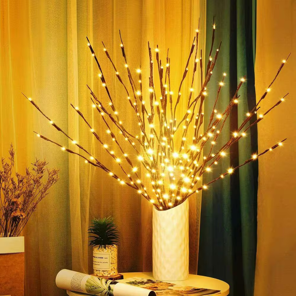 30 In. Brown Artificial Foliage Lighted Willow Branches Decorative Warm White LE