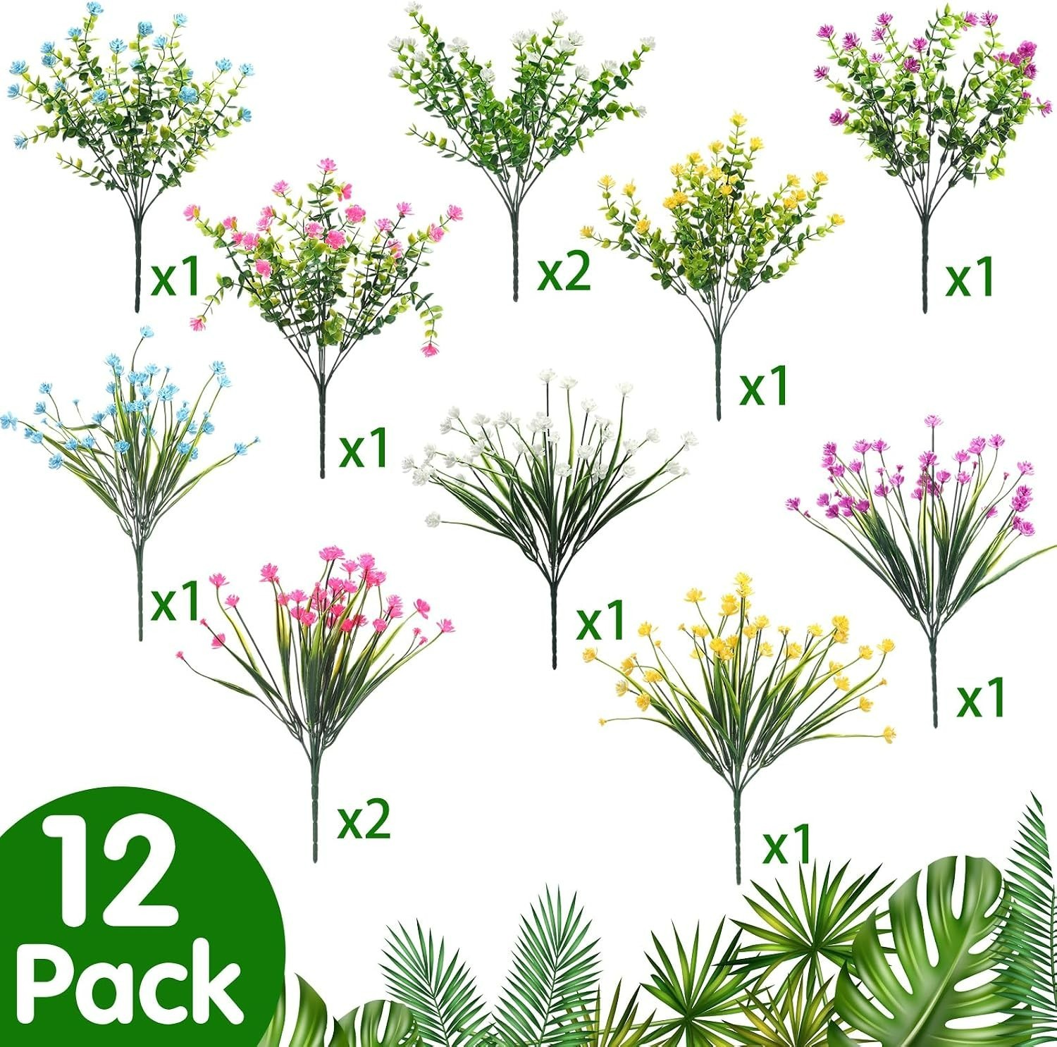 Chic 12 Bundles of UV Protected Faux Flowers for Wedding & Home Decor Bliss