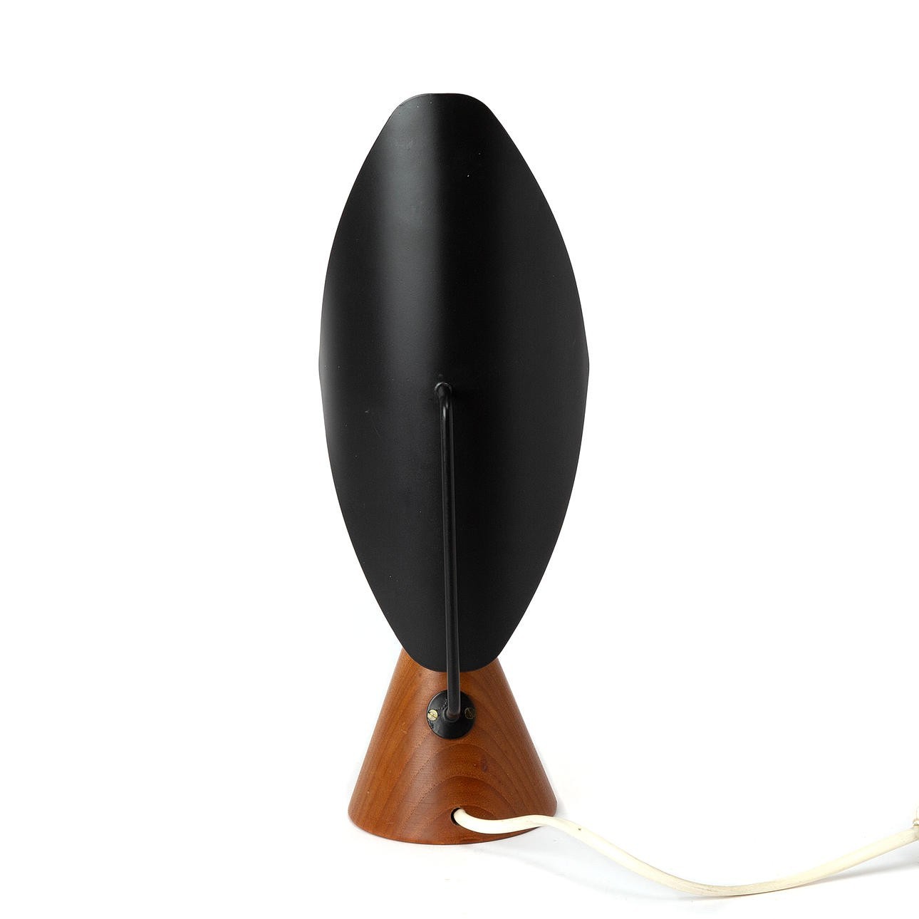 Mid-Century Modern Table Lamp | Wood & Brass Desk Light | Opal Glass Shade | Ret