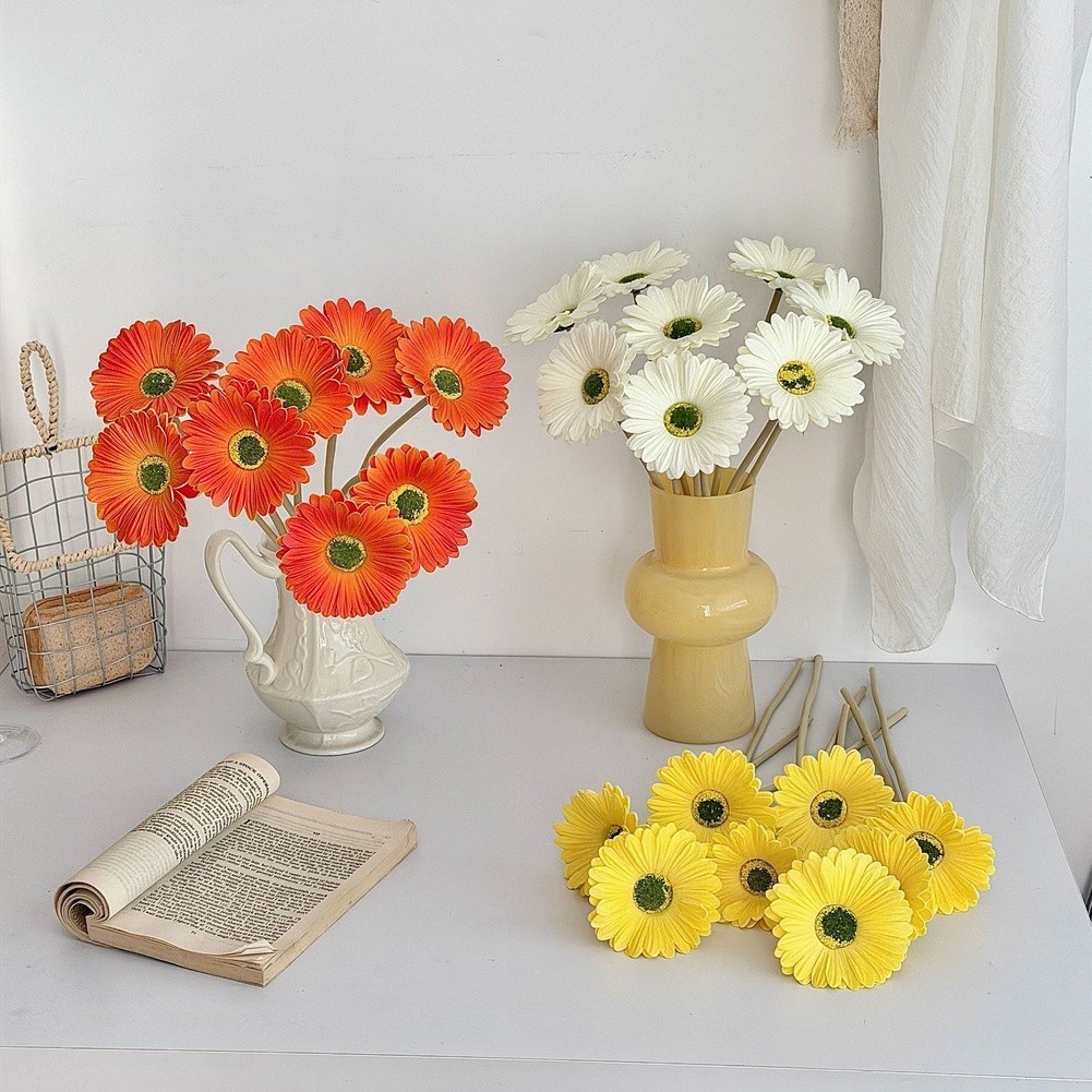 Realistic PU Gerbera Daisy Artificial Flowers for Home For Wedding Decor