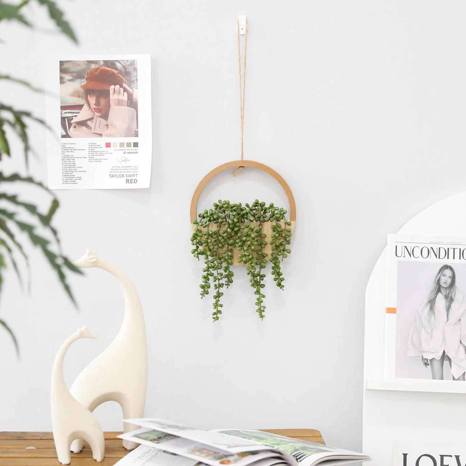 2Pcs Artificial Succulents Hanging Plants 12.2” Fake String of Pearls in Pot wi