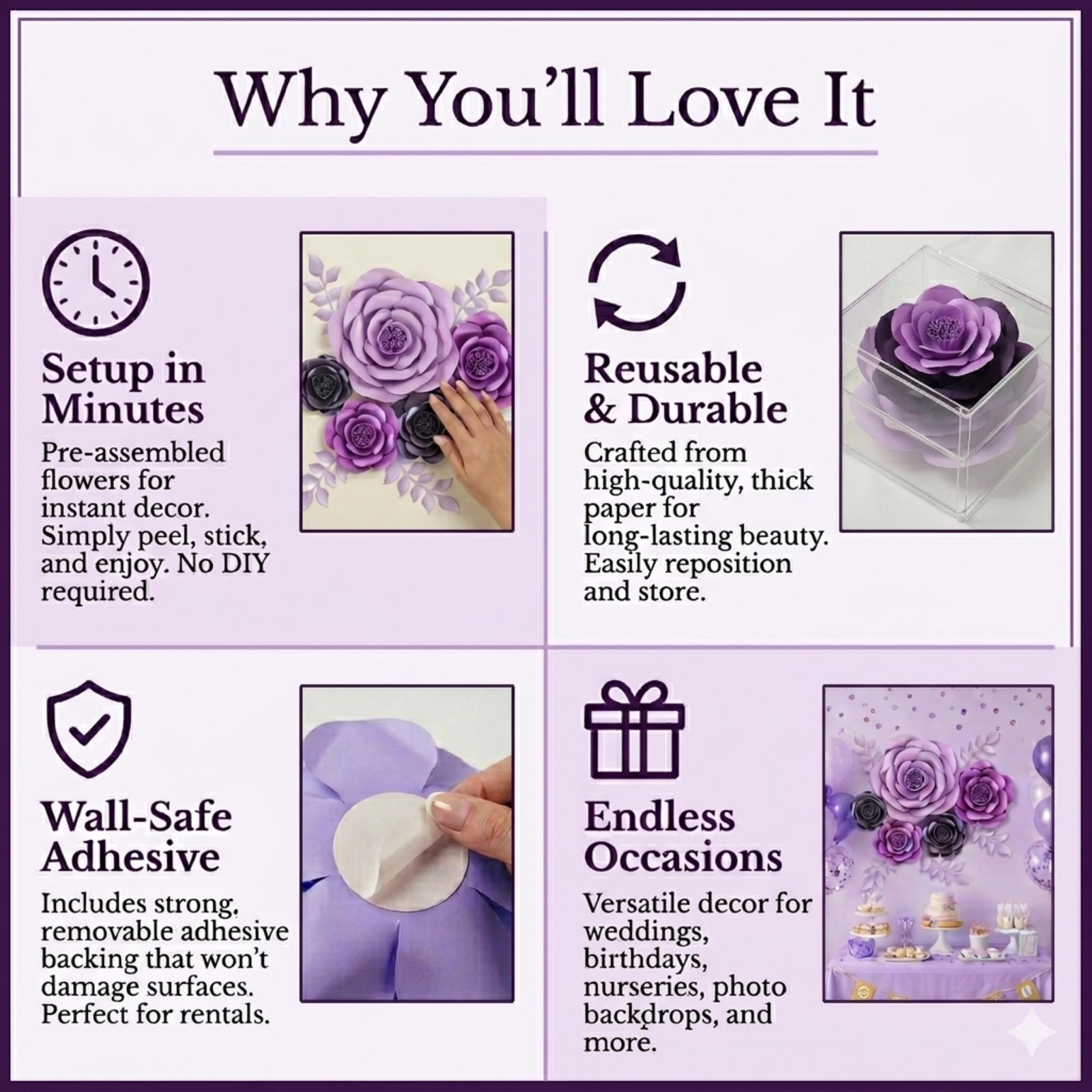 10pc Large Paper Flowers Decorations for Wall – 3D Flower Wall Backdrop for N…