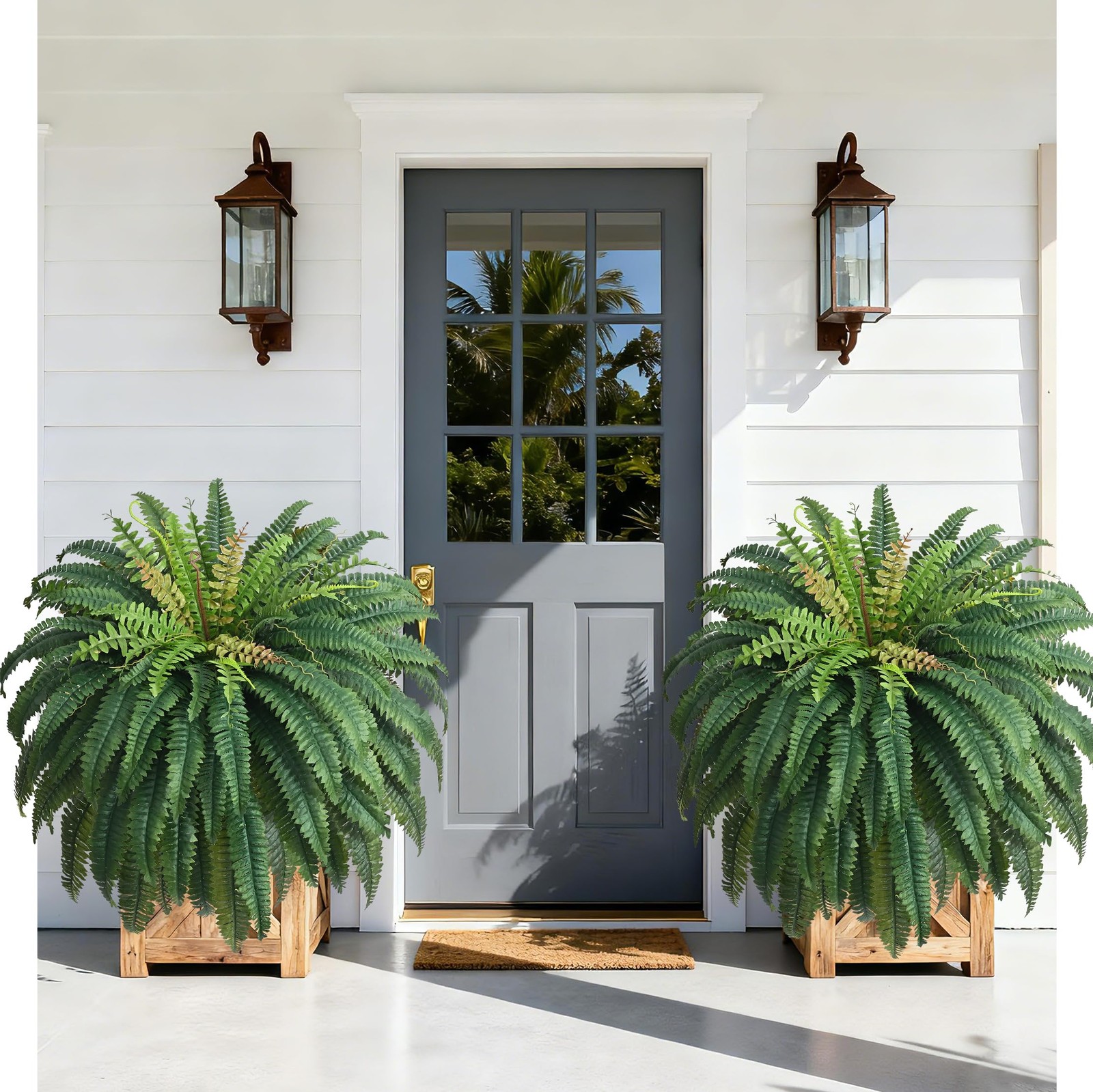 48In 96 Leaves Large Fake Ferns Plants 2Pcs Artificial Ferns for Outdoors