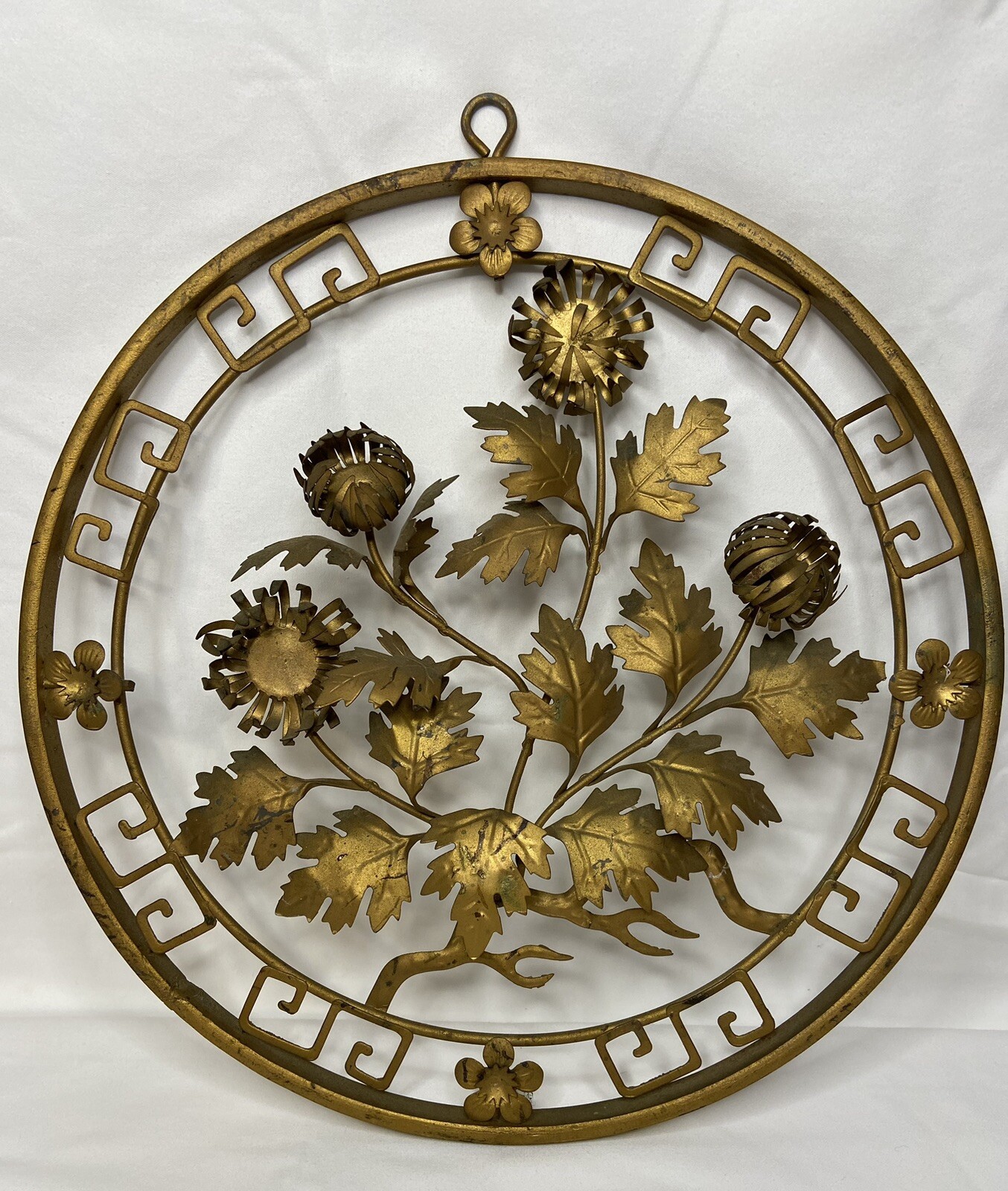 Vintage Gold Flower 3D Medallion 12” Diameter Wall Decor