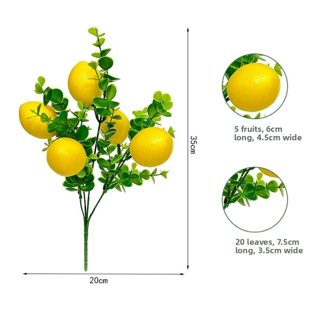 Realistic Artificial Lemon Branch Lively Lemons for Kitchen Dining Room Display
