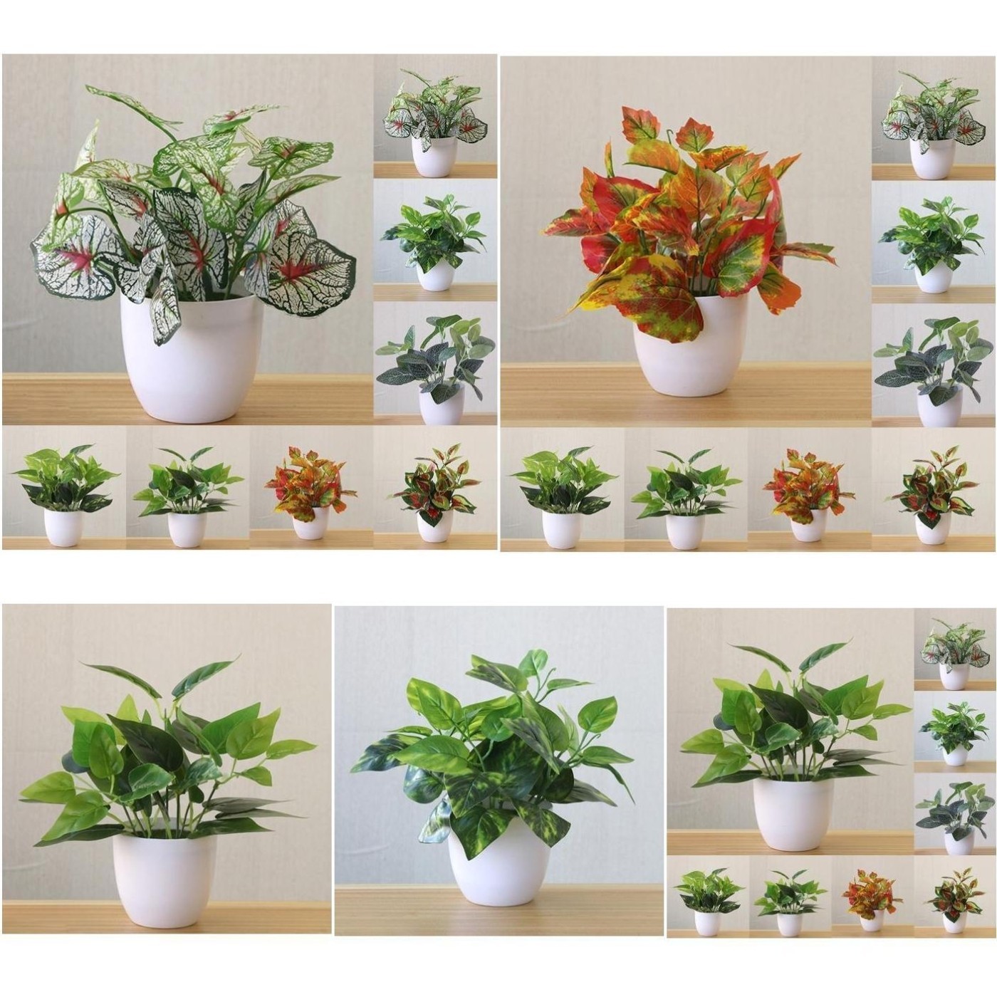 Artificial Plants Fake Plants Plastic Small Green Tree Flower Potted Ornament