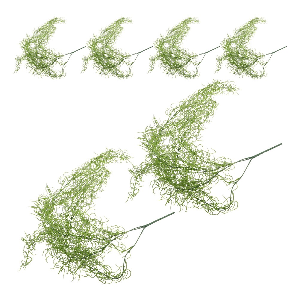6Pcs Reusable Artificial Hanging Moss Vines Green Plastic Faux Moss Decor