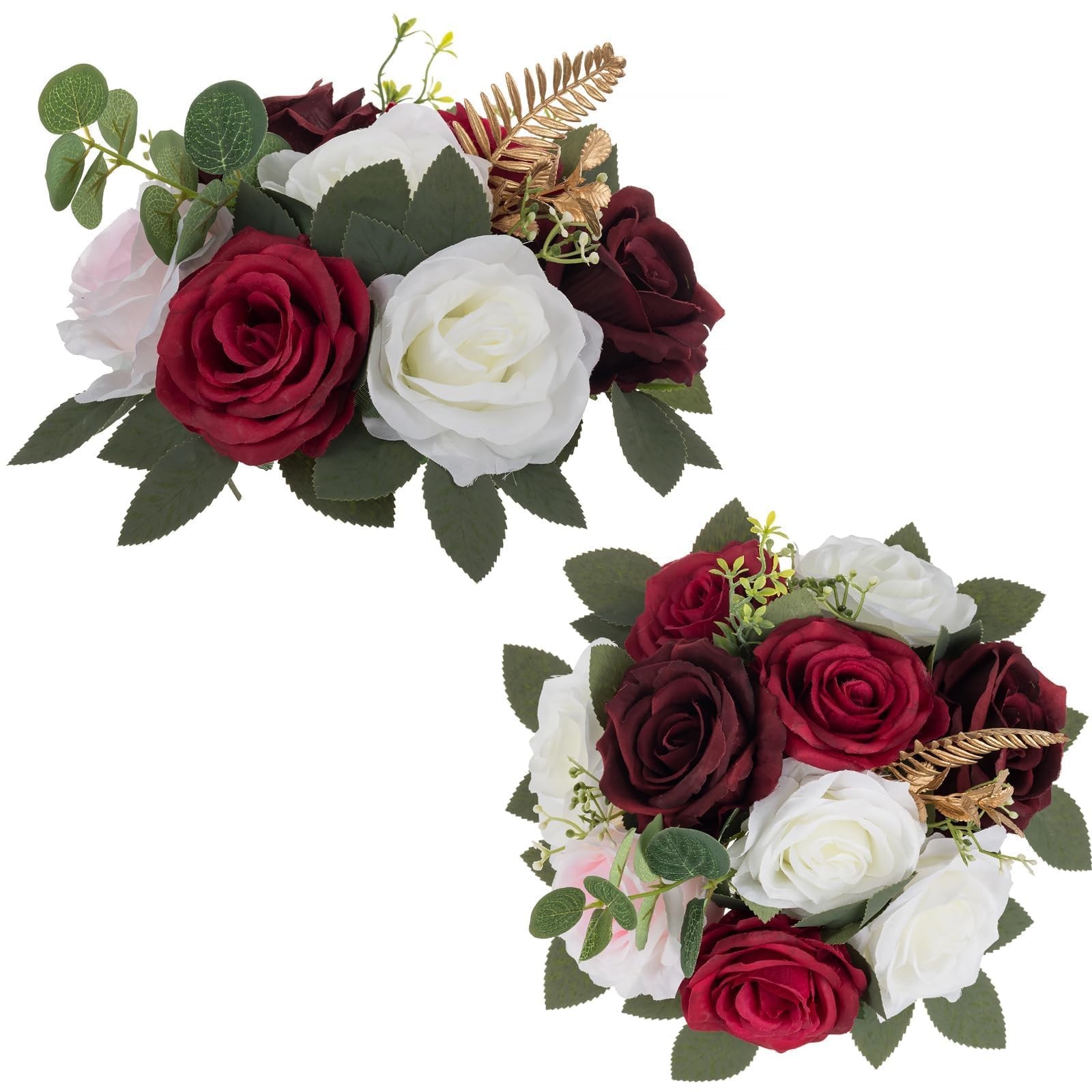 2 PCS Burgundy Rose Artificial Flower Ball Centerpieces Wedding Table Decor
