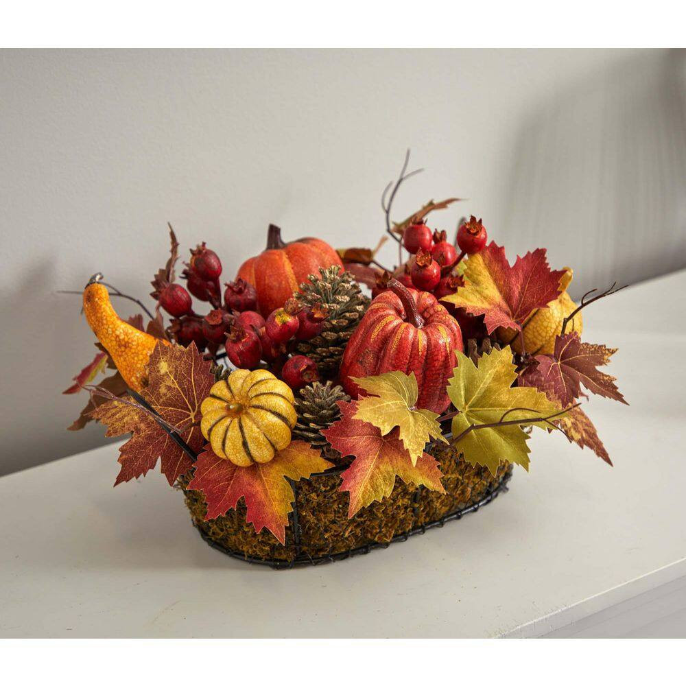 Pumpkin, Gourd, Berry and Maple Leaf Artificial Arrangement
