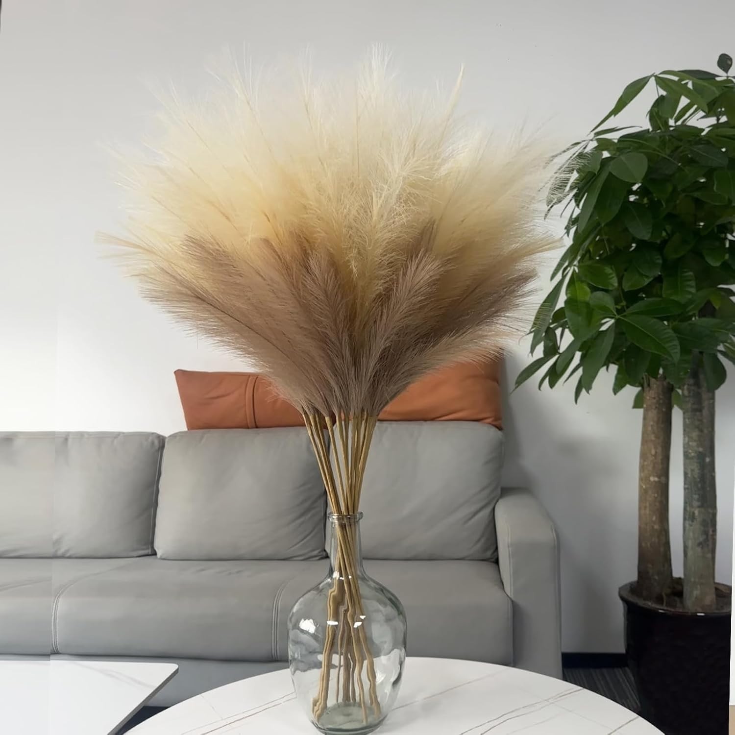 38″ 10 Stems Faux Pampas Grass Decor – Tall Pampas Grass for Floor Vase, Boho…