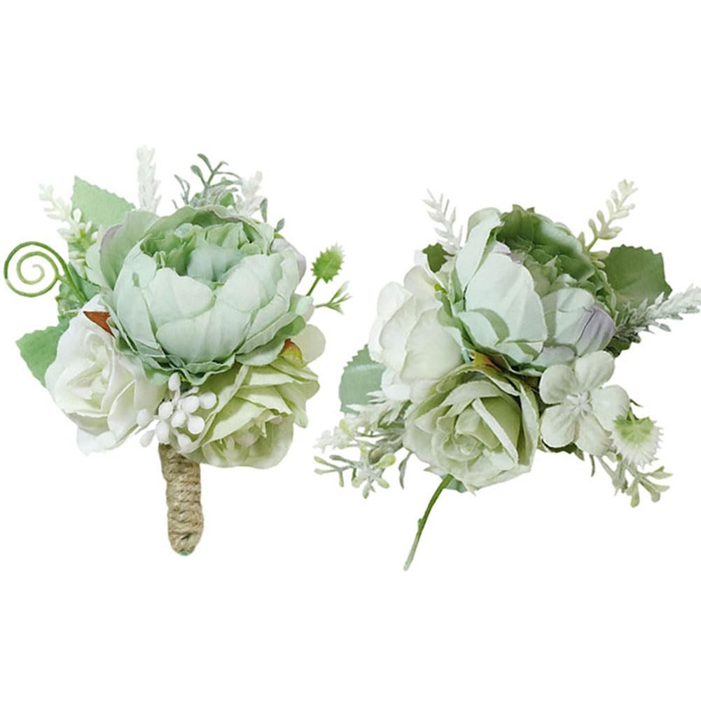 2 Pieces Artificial Wrist Corsage and Boutonniere Set, Groom Groomsmen Bride …