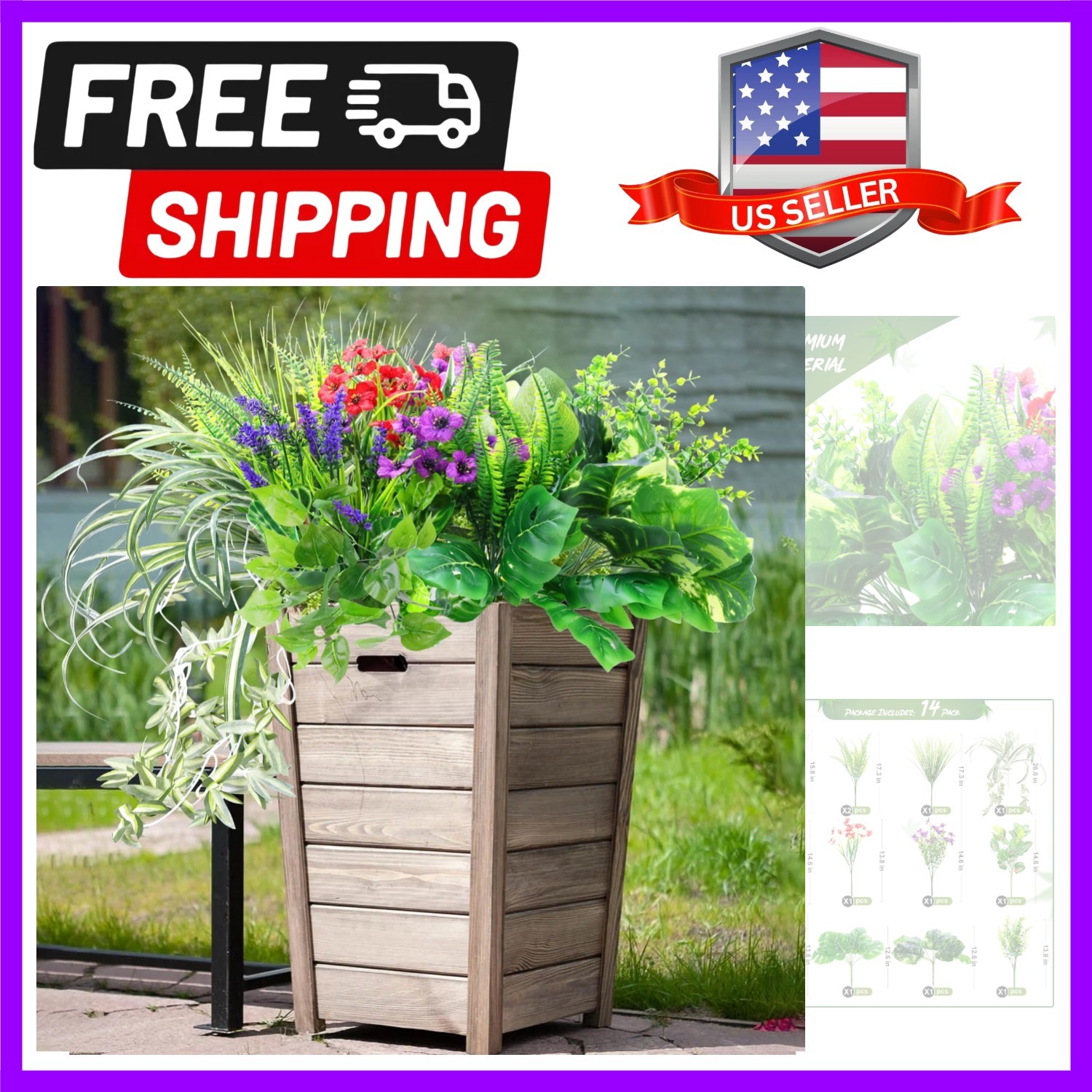 Maintenance-Free 14 Bundle Faux Plants – Perfect for Garden and Patio Beauty
