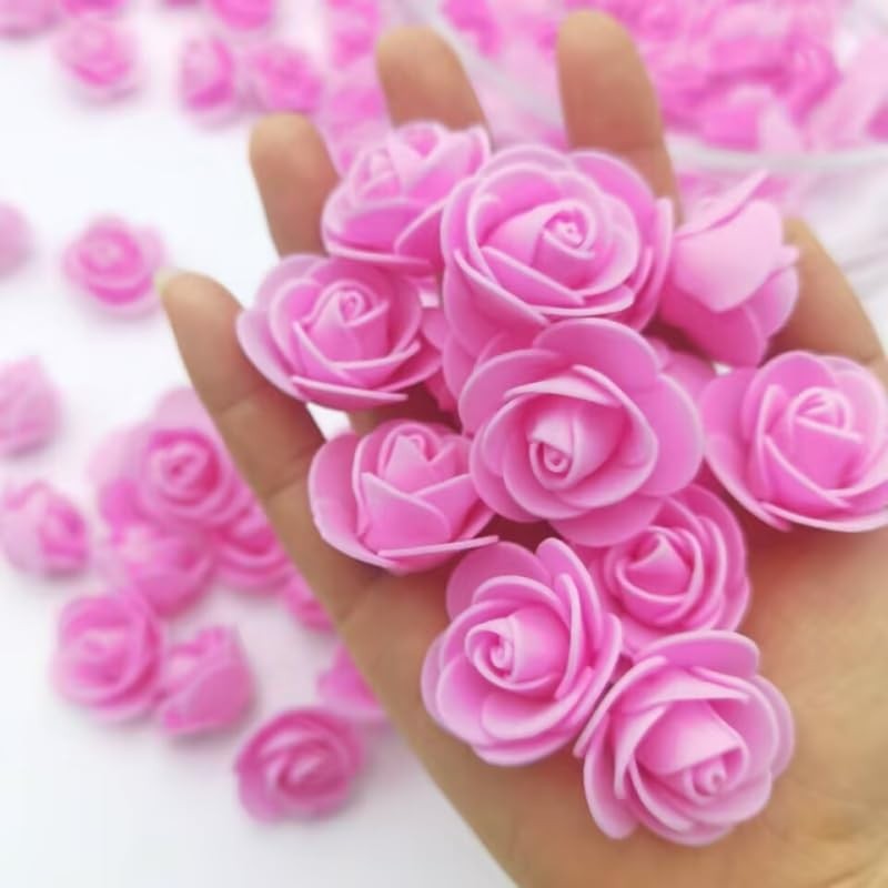 Pink Mini Foam Small Rose Heads Flowers For Crafts 1.3 Inch 120 PCS