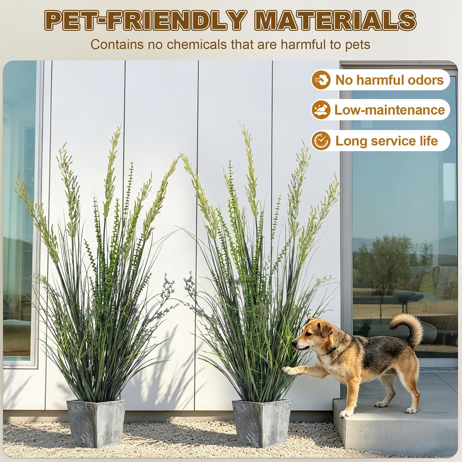 2 Pack Faux Plastic plantas Synthetic Pampas Grass Indoor Outdoor Realistic