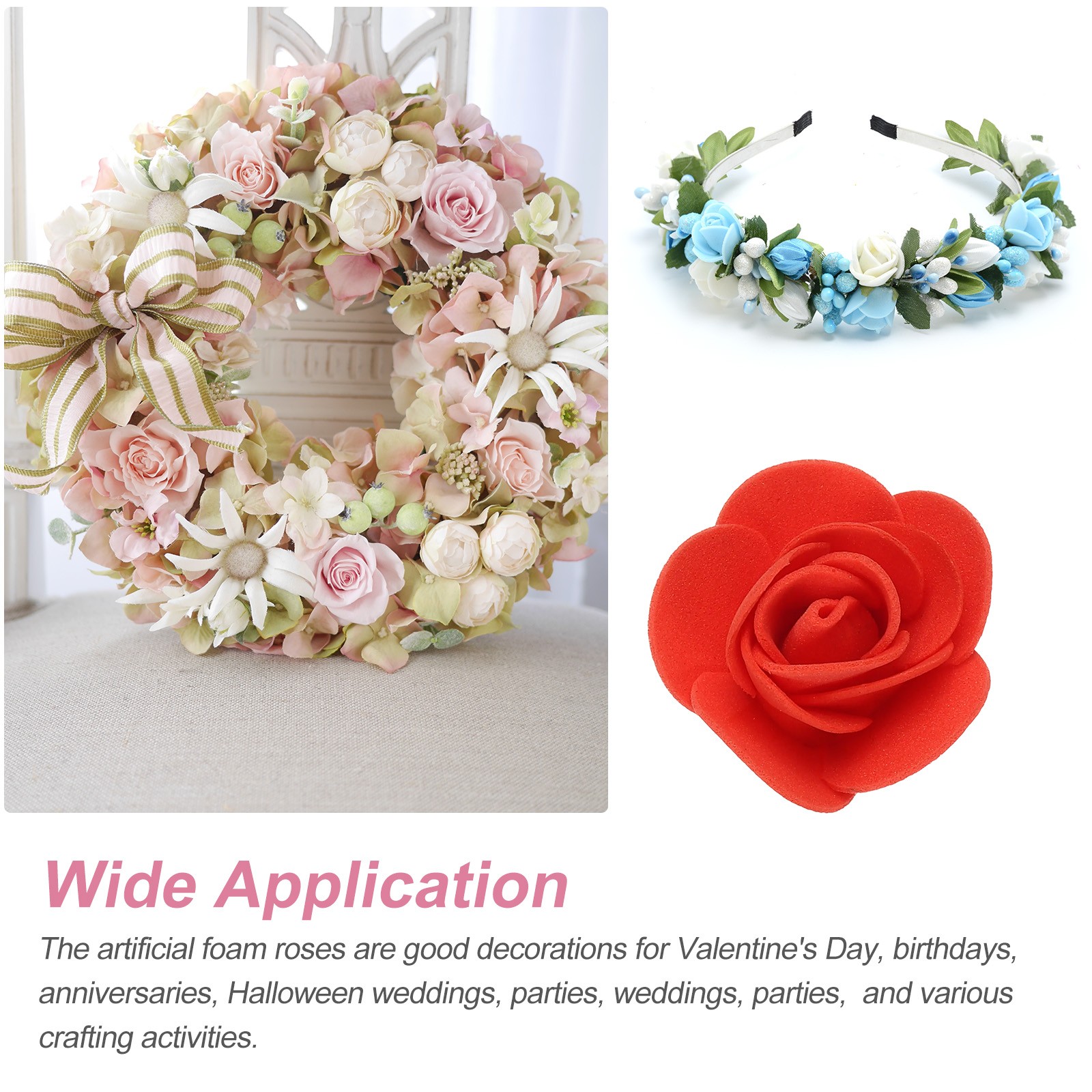 500pcs Foam Rose Heads 3.5 cm for DIY Crafts Accessories, Coral Red
