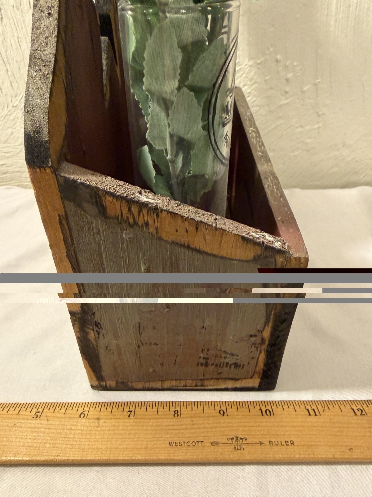 Welcome Spring Artificial Lavender Flowers Wooden Box Glass Set 3