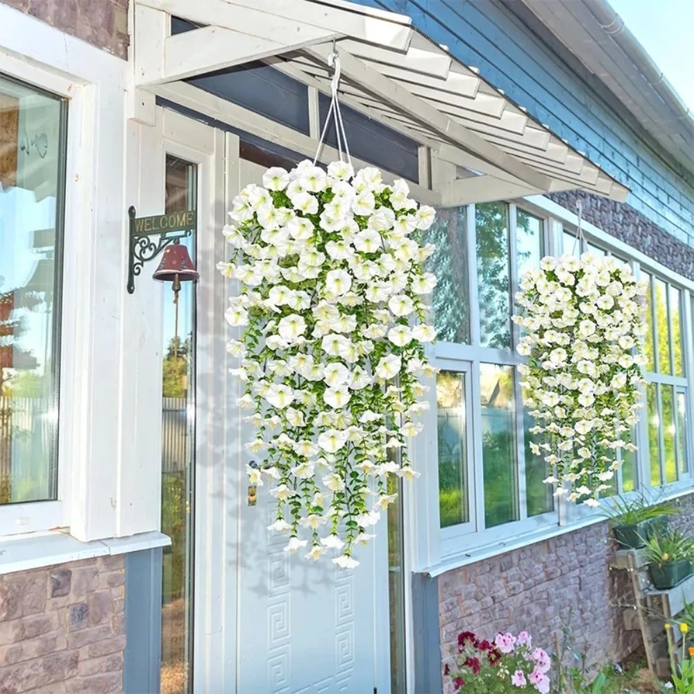 1 pcs Uv-resistant Artificial Morning Glory & Eucalyptus Hanging Decor – Perfect