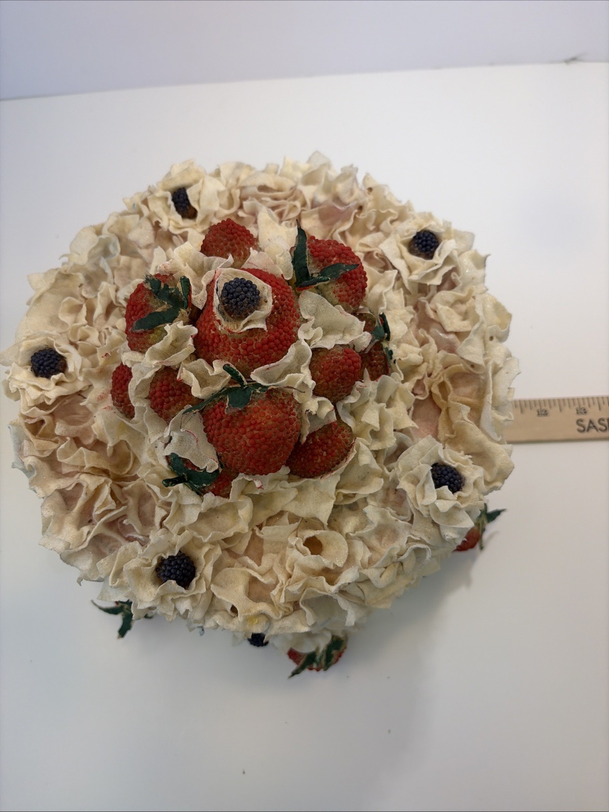Vintage Flower Layer Cake Made From Silk Flowers Beaded Berries Unique