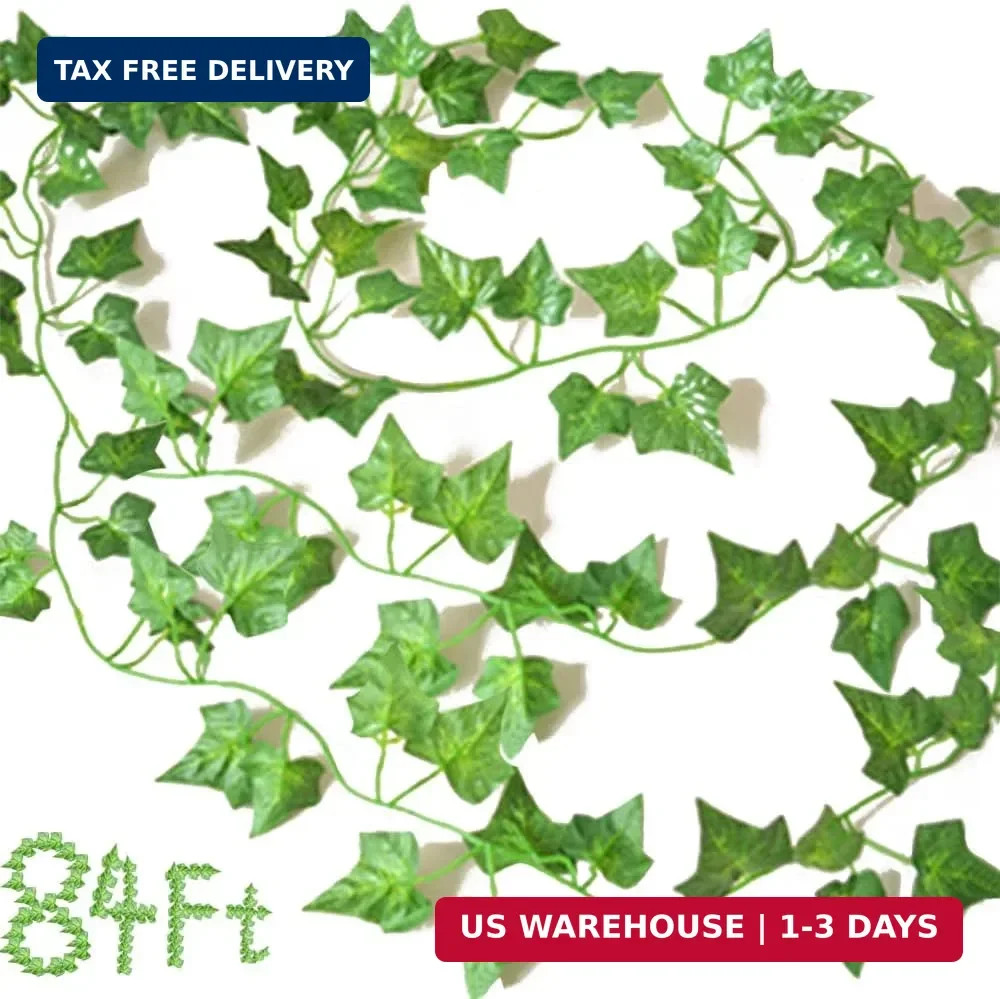 12 Pack 84Ft Artificial Ivy Garland, Fake Vines UV Resistant Greenery Leaves Fak