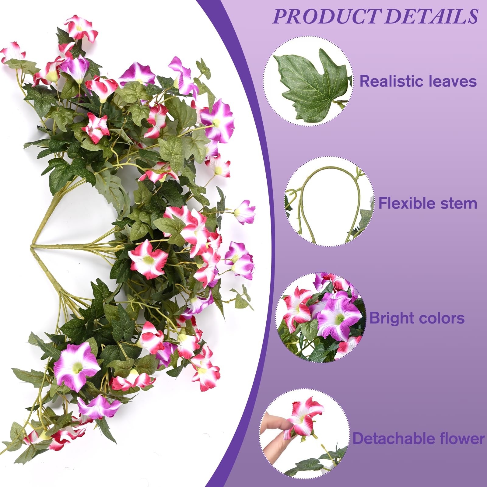 Artificial Hanging Flowers Plants with Basket for Outdoors, Artificial Petuni…