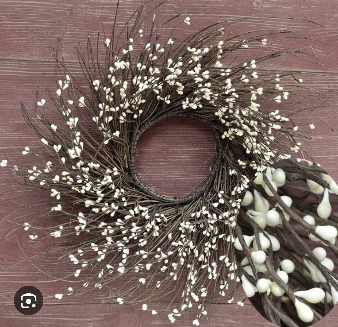 Ivory Pip Berry Wreath 16” Farmhouse Primitive Door Hanging