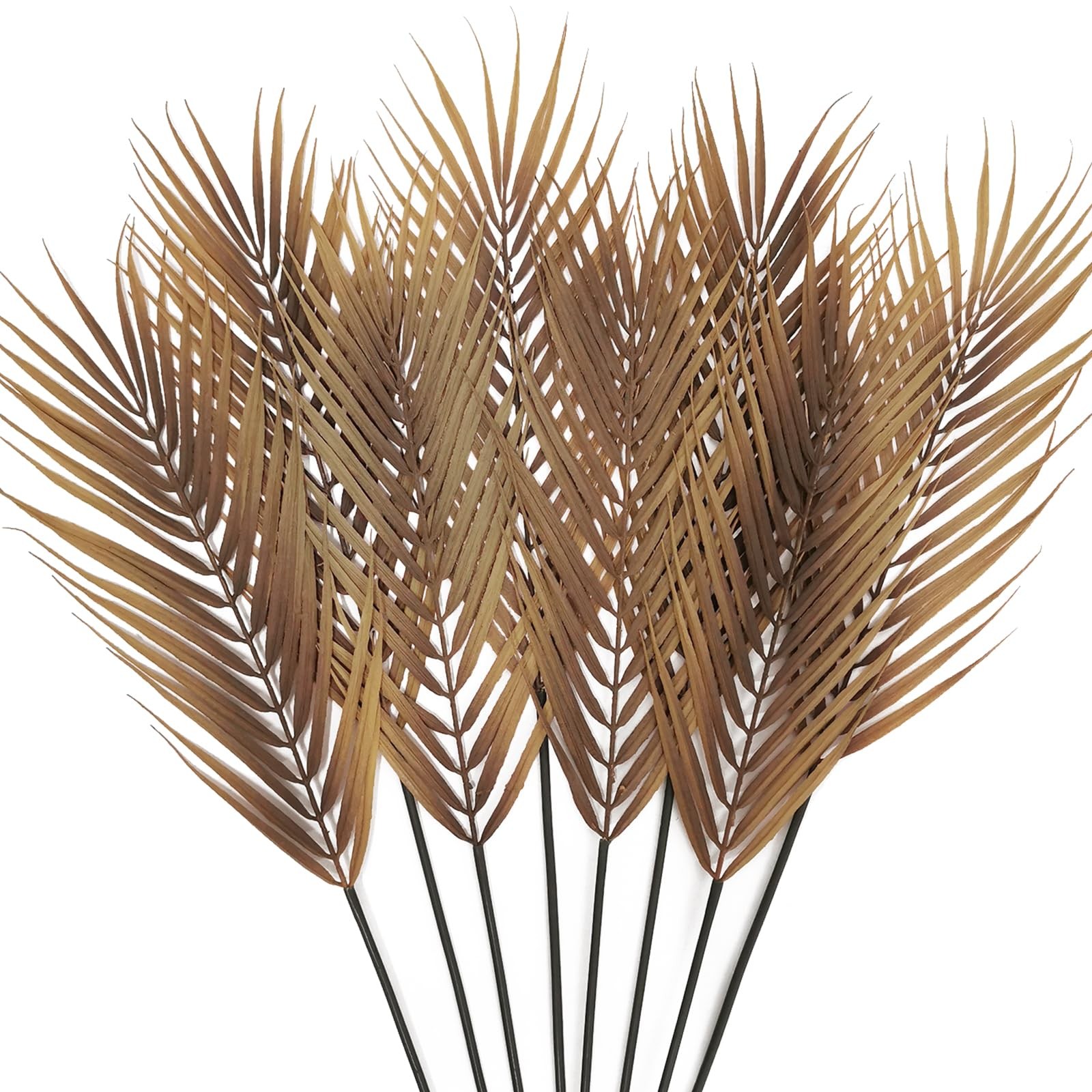 8Pcs Fall Artificial Palm Leaves, 26.4″ Plastic Faux Palm Fronds Autumn Tree …