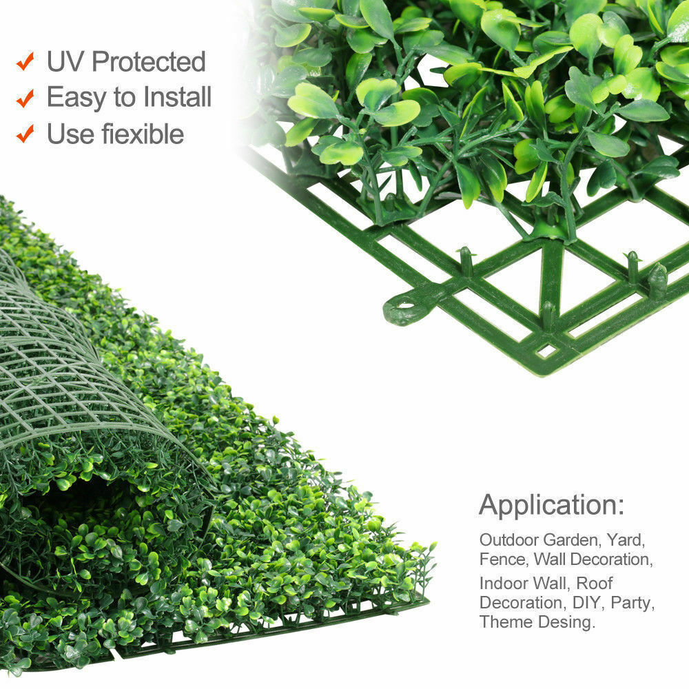 12pcs 24*16″ Artificial Plant Foliage Hedge Grass Mat Greenery Wall Fence Panel