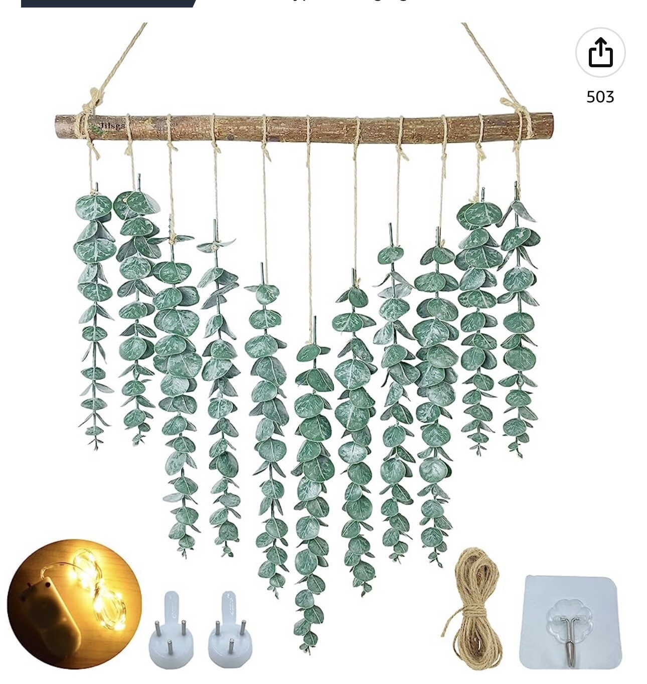 Eucalyptus Wall Decor Artificial Hanging Plants Boho Led Lights Greenery Leaves