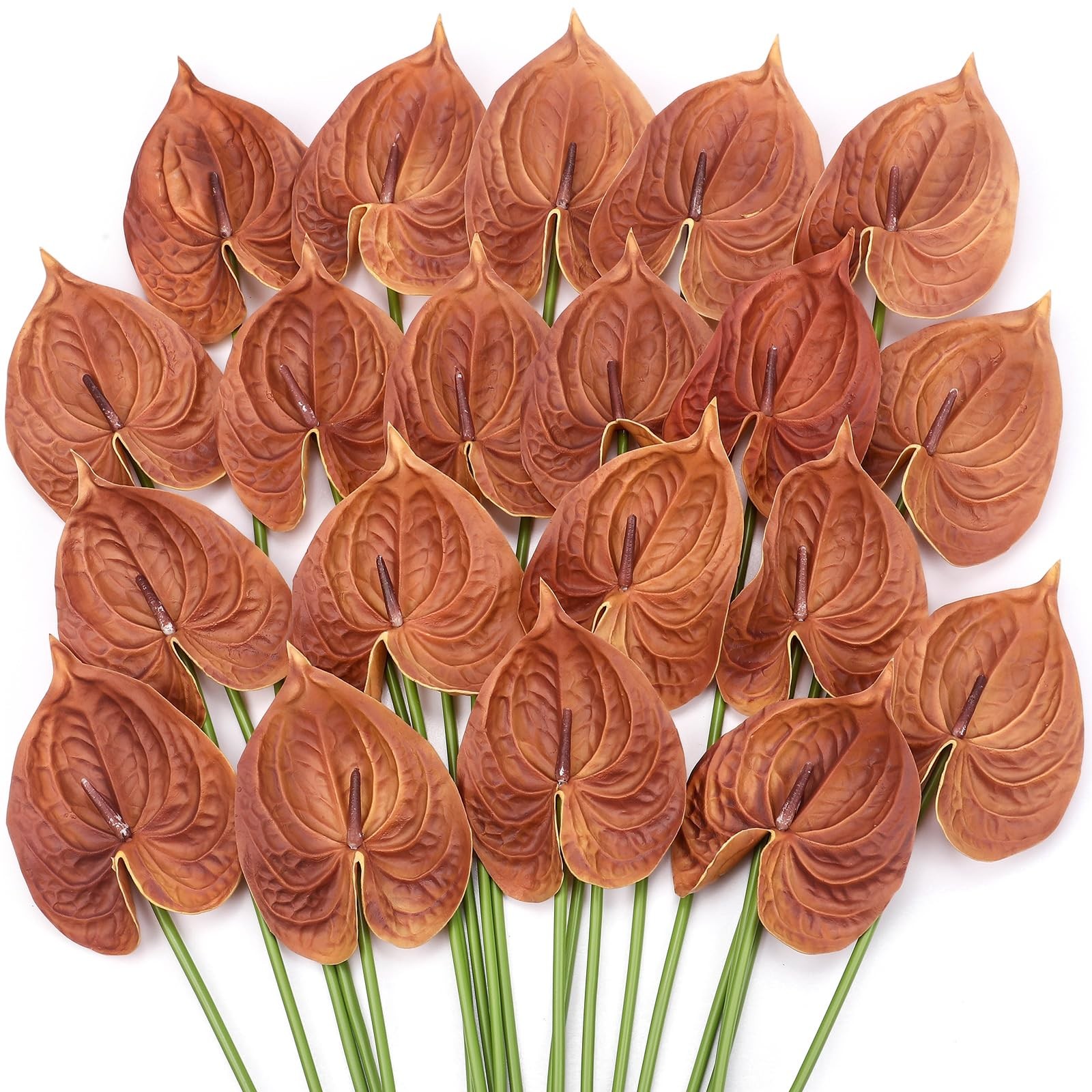 20 PCS Artificial Anthurium Flowers 23.6″ Fake Bouquet Centerpiece Orange
