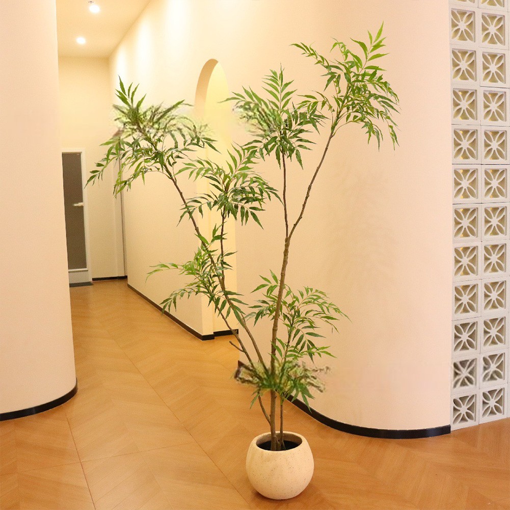 5.9FT Artificial Mahonia Fortunei Tree Plants With Planter For Home Office Decor