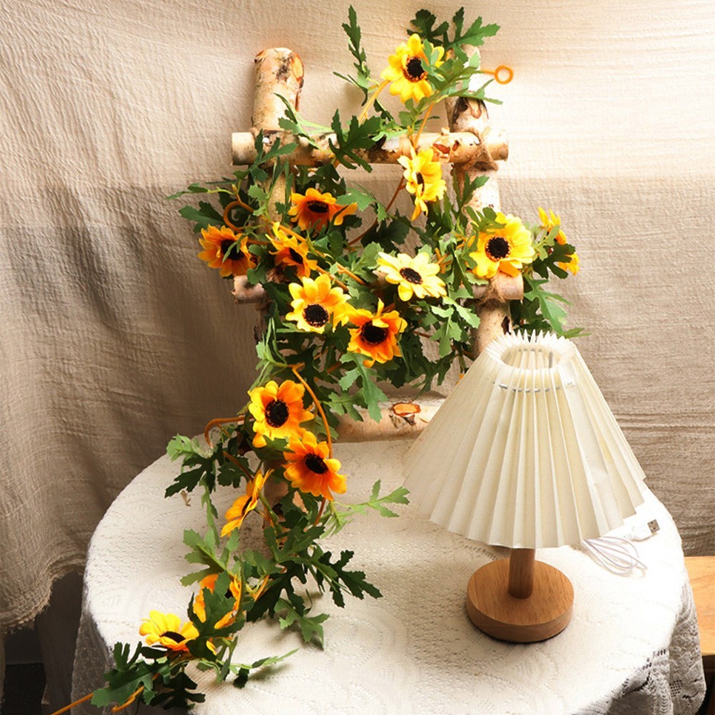 2 Pcs 175cm Artificial Sunflower Vine Garland for Indoor and Outdoor Use