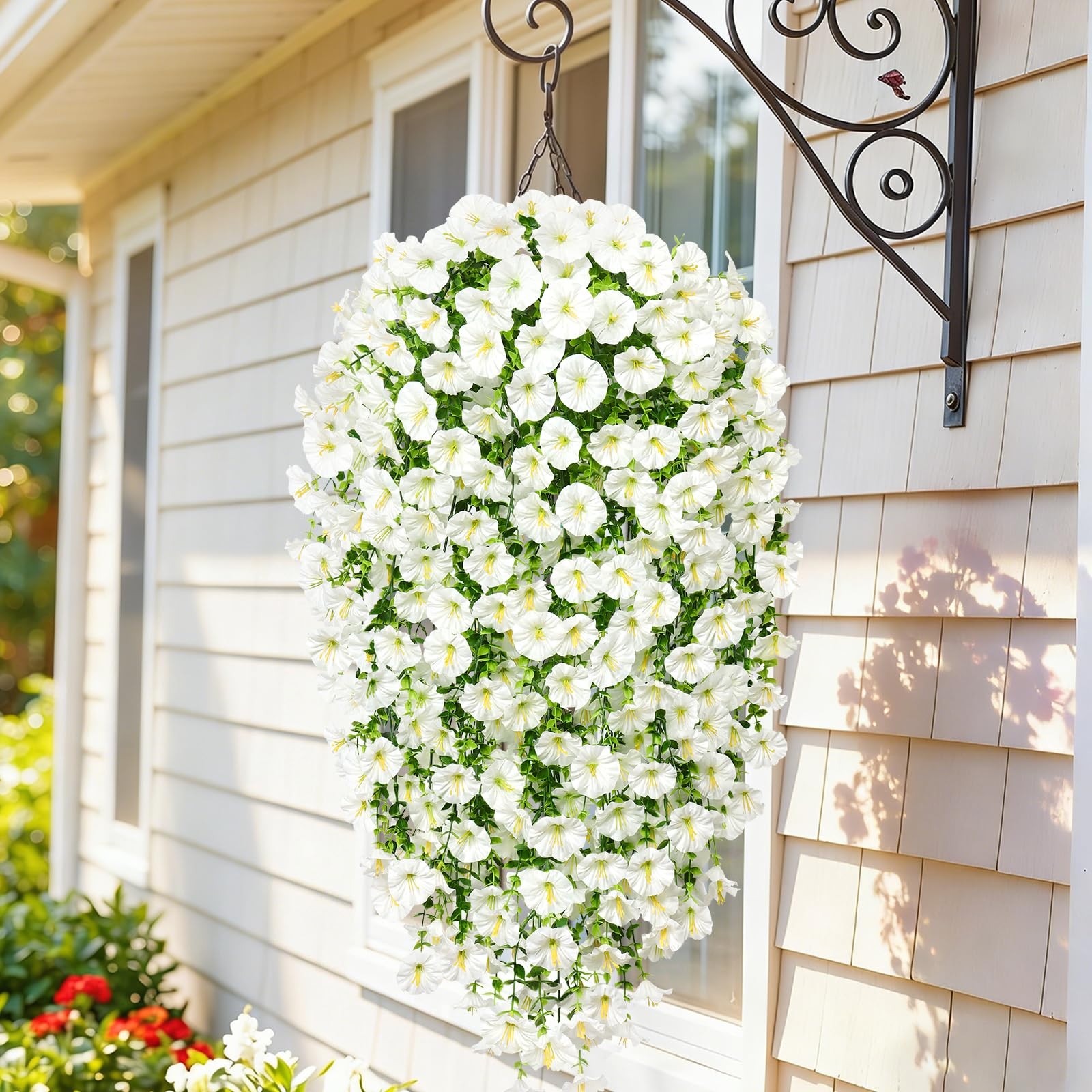 Artificial Fake Hanging Flowers Plants for Outdoor Decoration 2PCS Faux Silk …