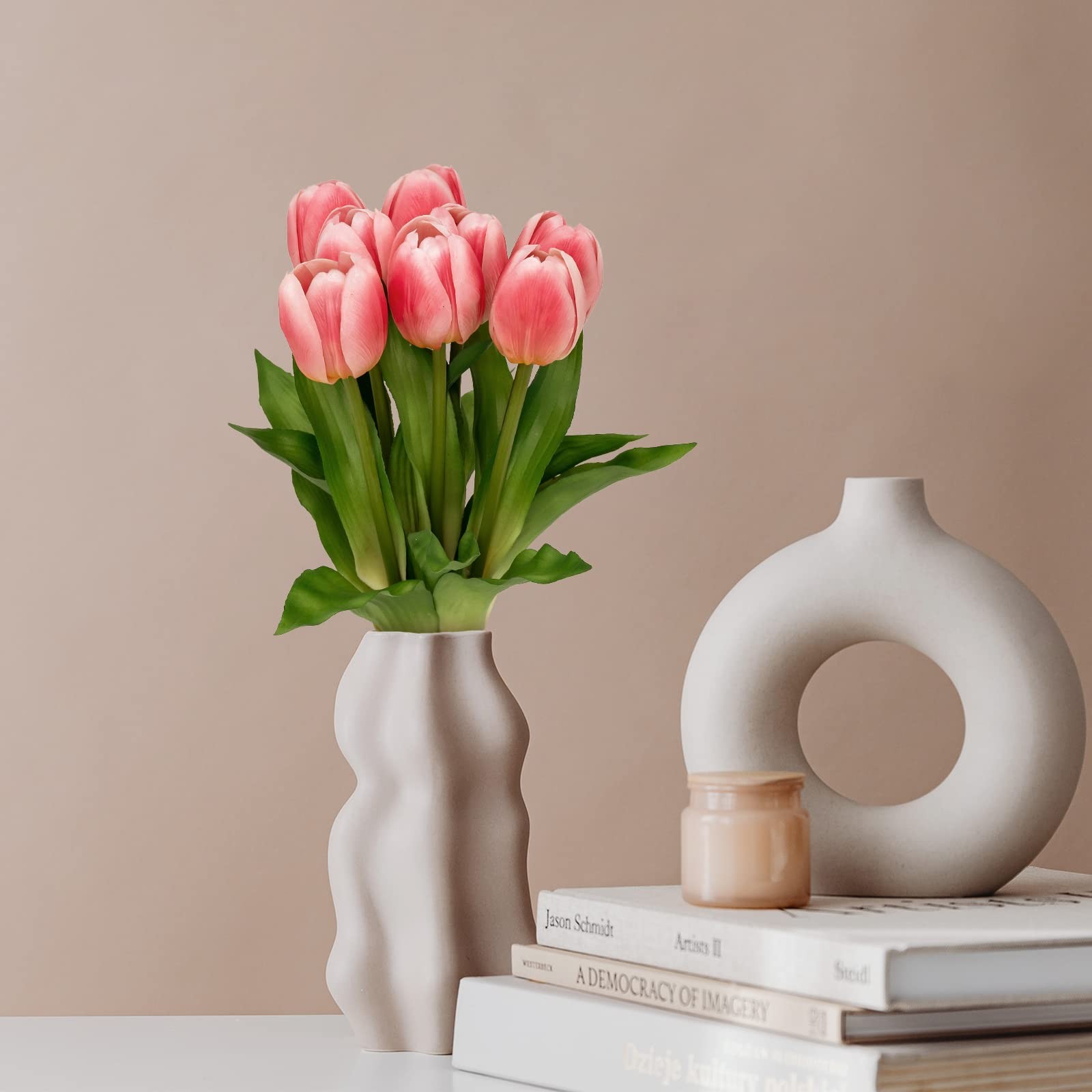 8 PCS Pink Artificial Fake Faux Tulip Flowers Wedding Home Party Decor